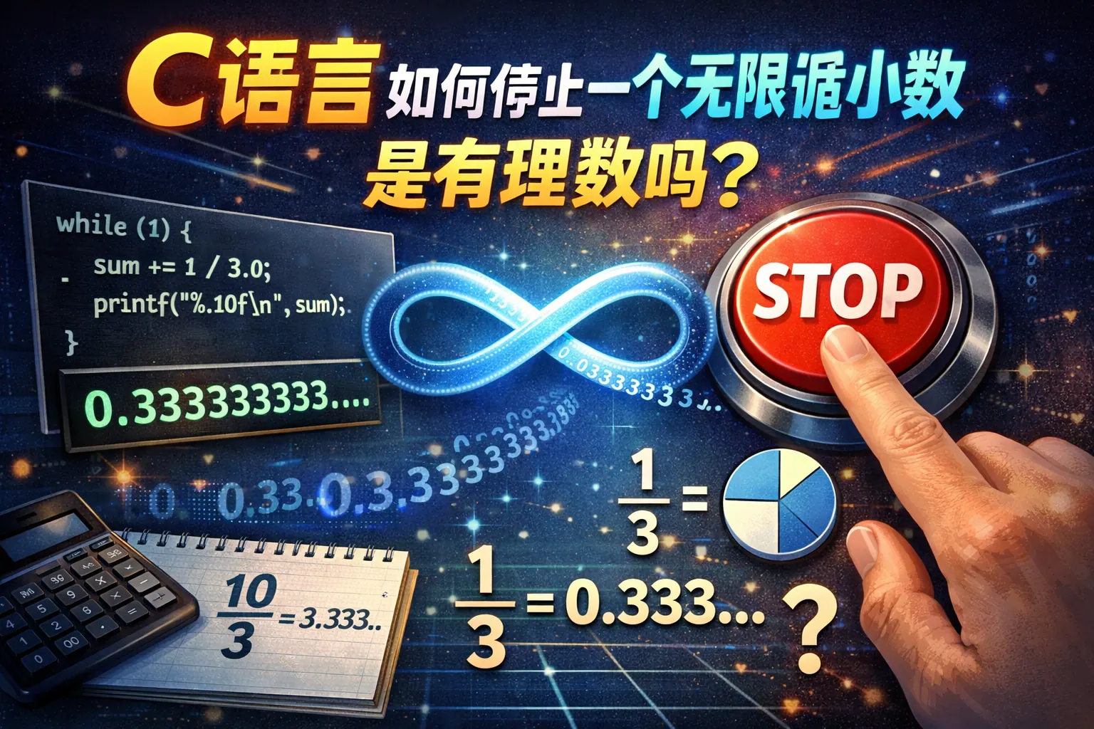 c语言如何停止一个无限循环小数是有理数吗