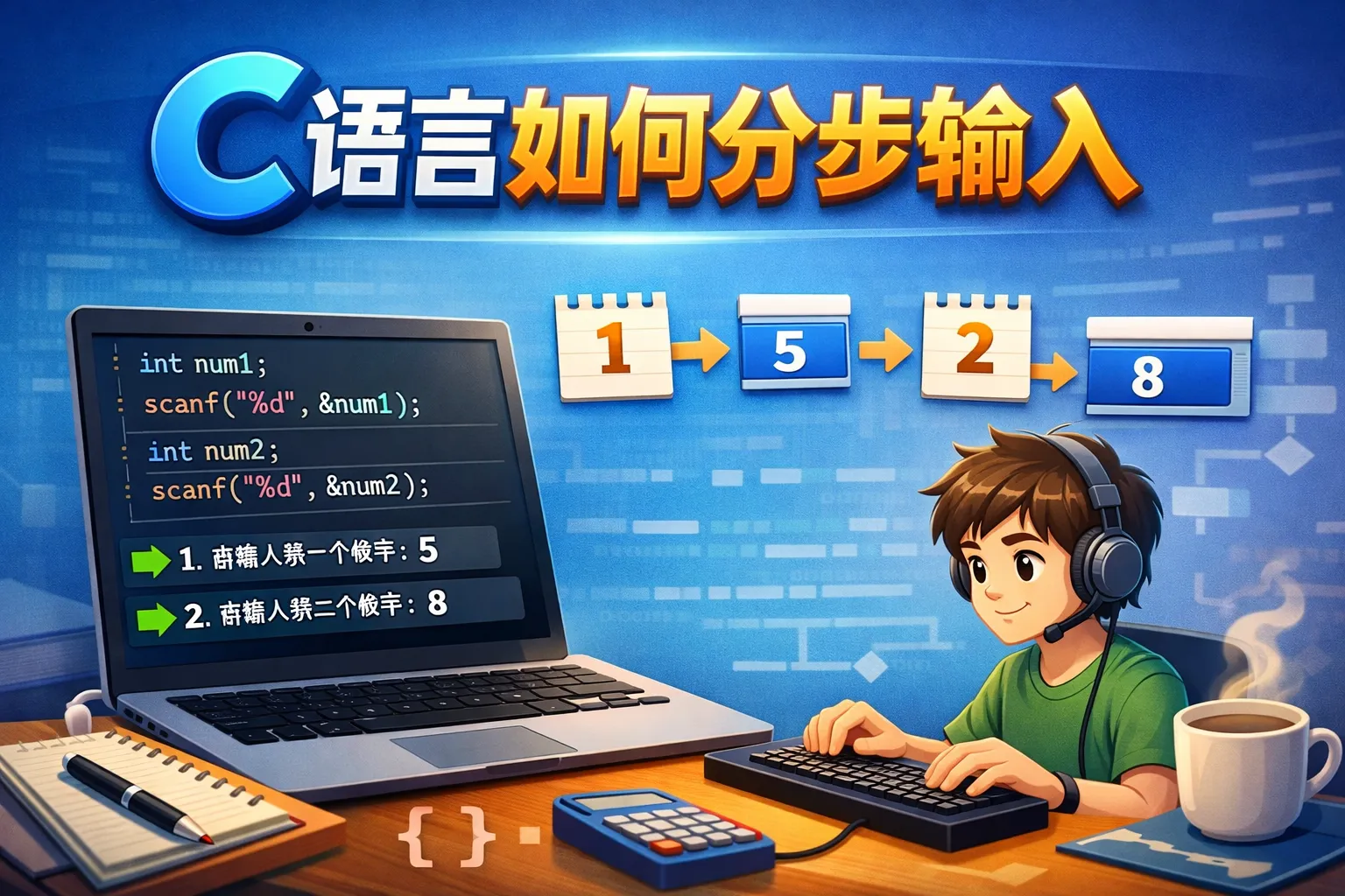 C语言如何分步输入