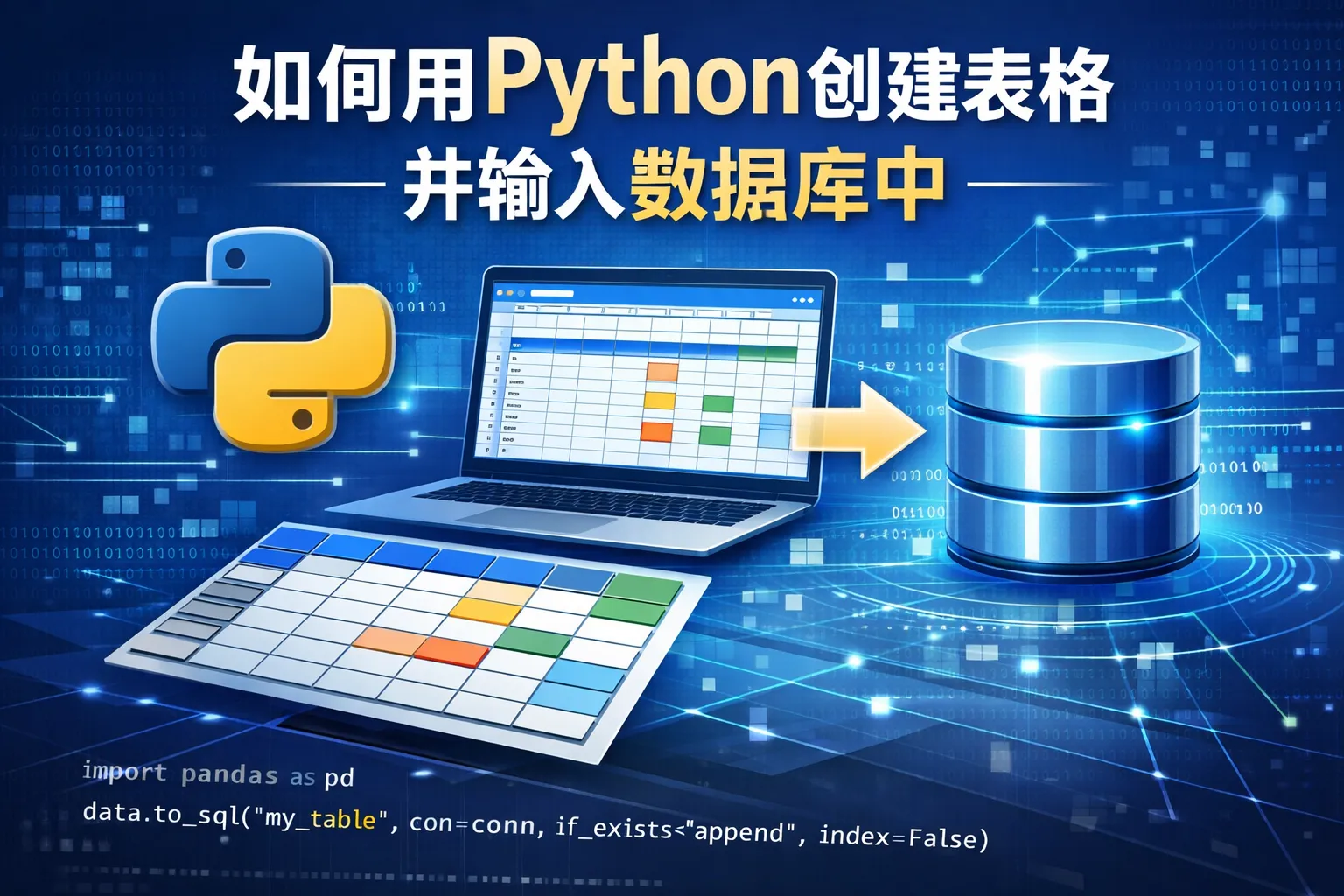 如何用python创建表格并输入数据库中