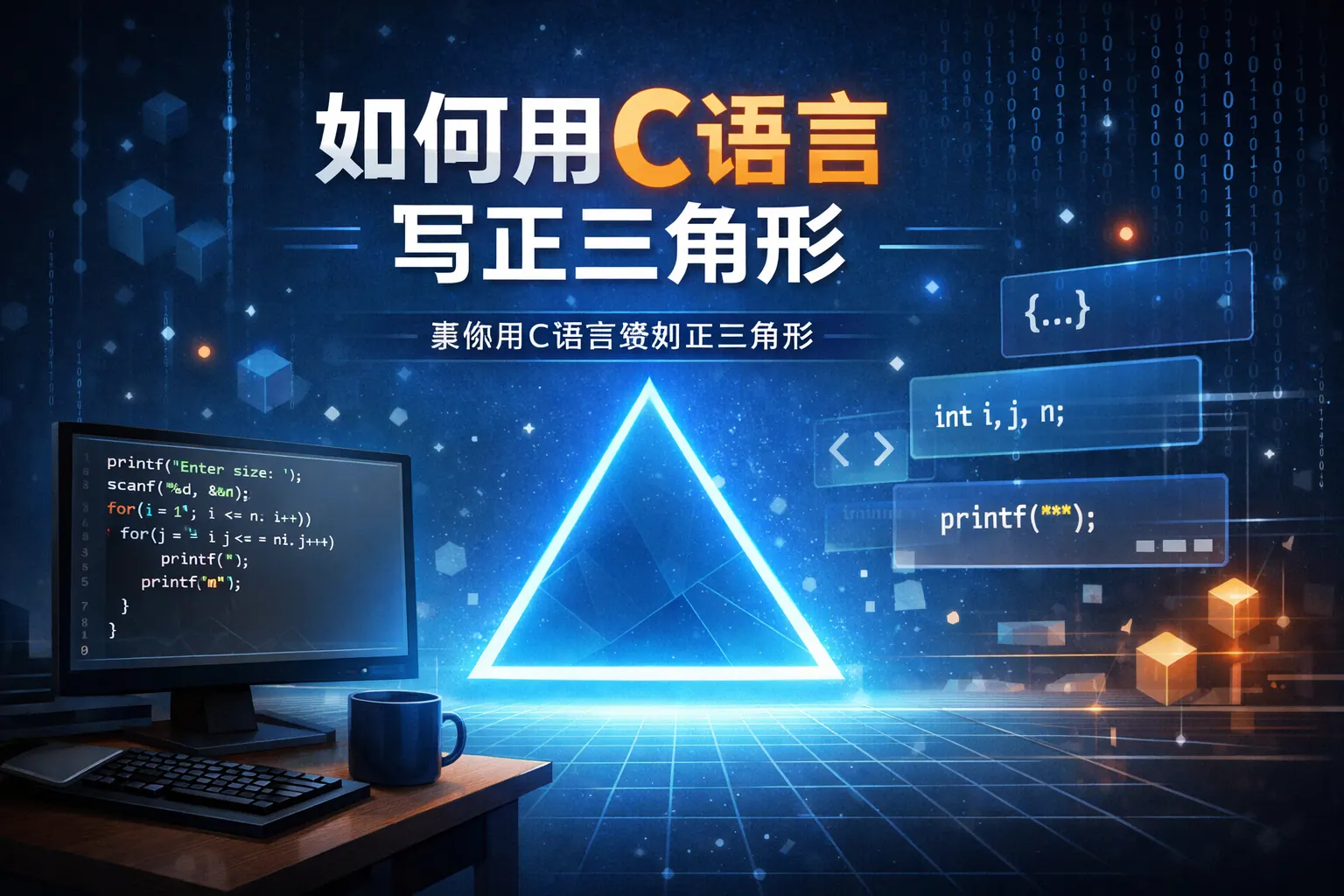 如何用c语言写正三角形