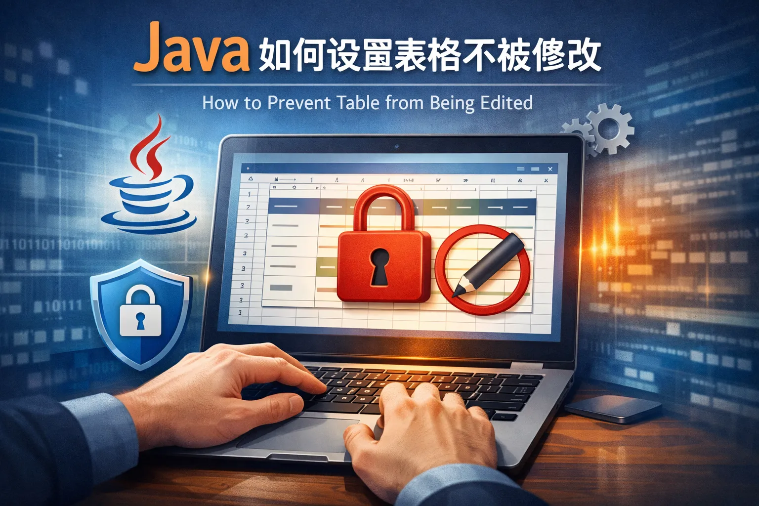 java如何设置表格不被修改