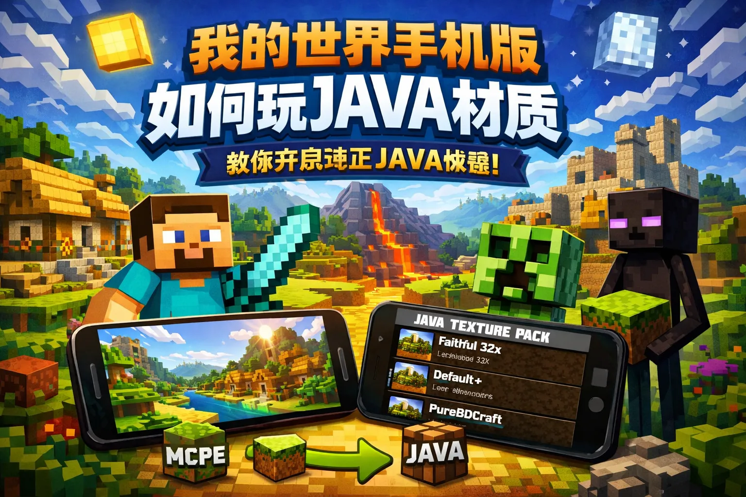我的世界手机版如何玩java材质