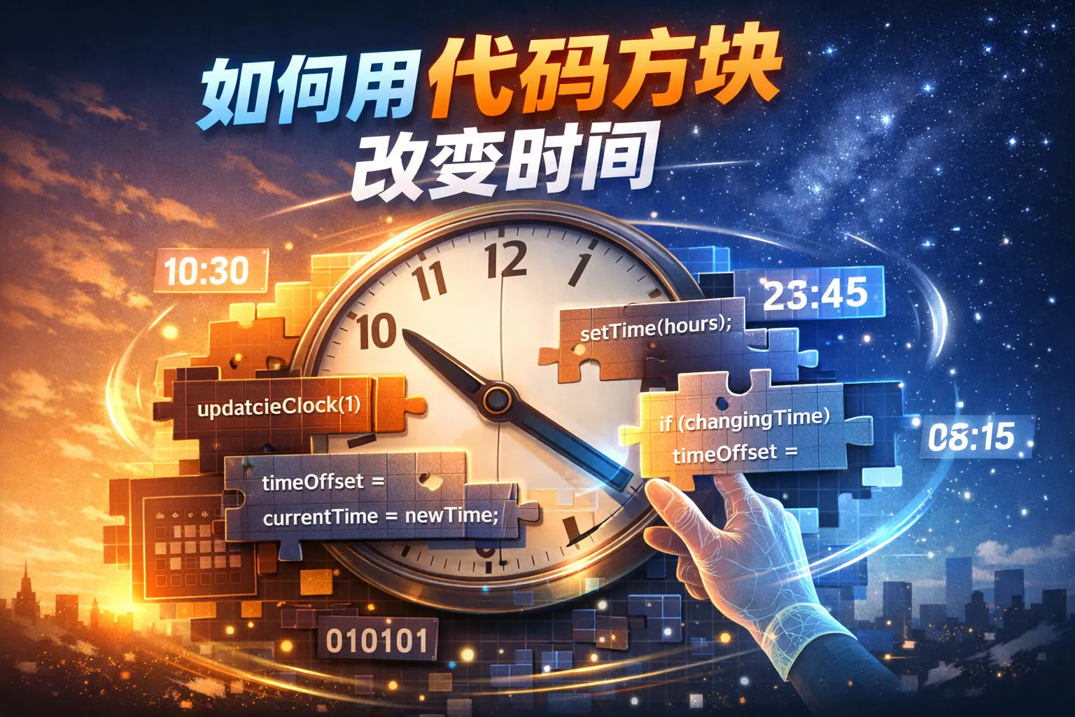 如何用代码方块改变时间