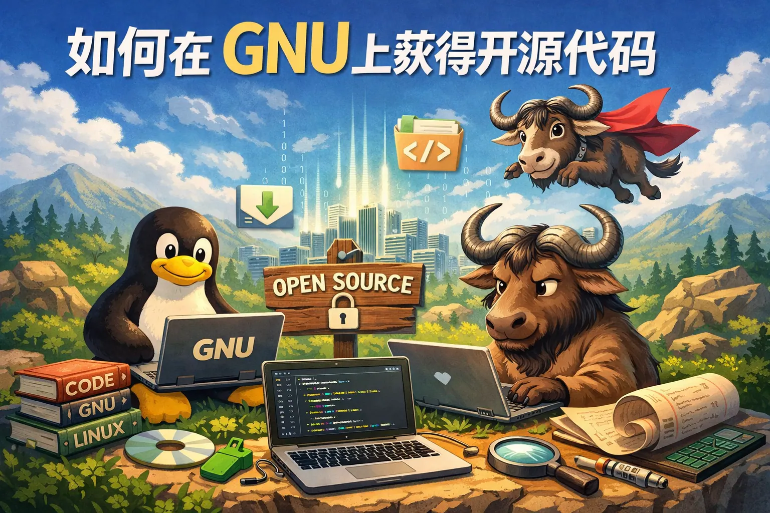 如何在gnu上获得开源代码