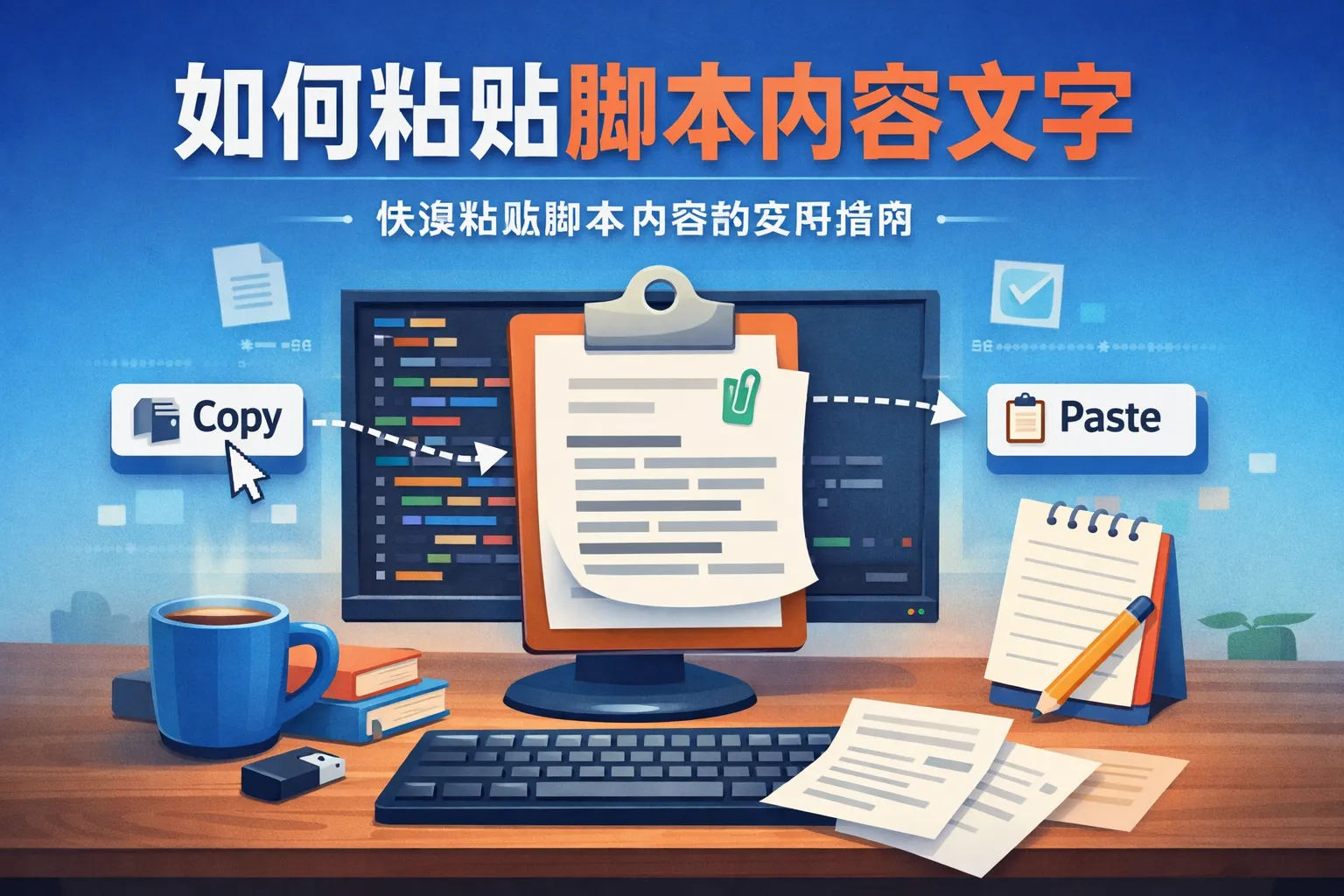 如何粘贴脚本内容文字