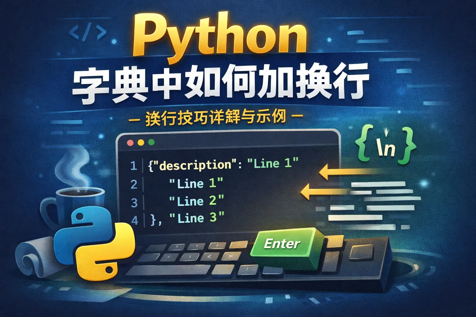 python字典中如何加换行