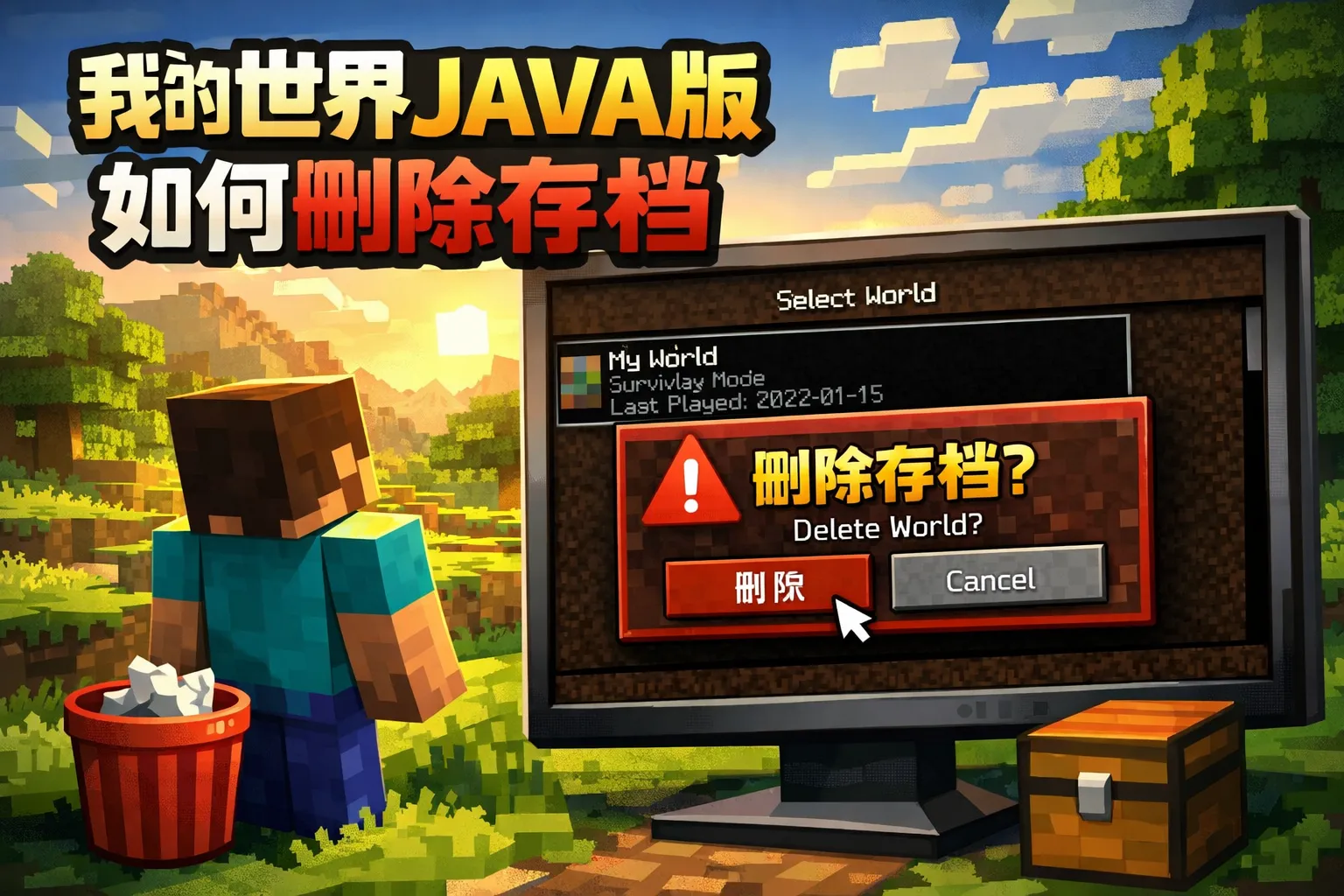 我的世界java版如何删除存档