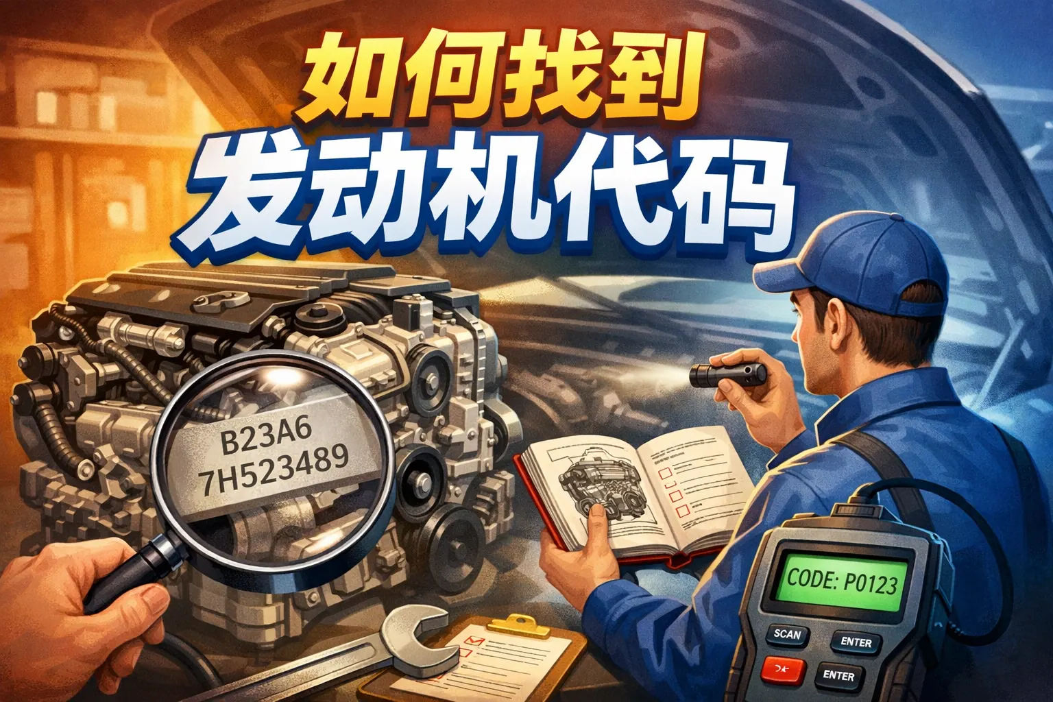 如何找到发动机代码