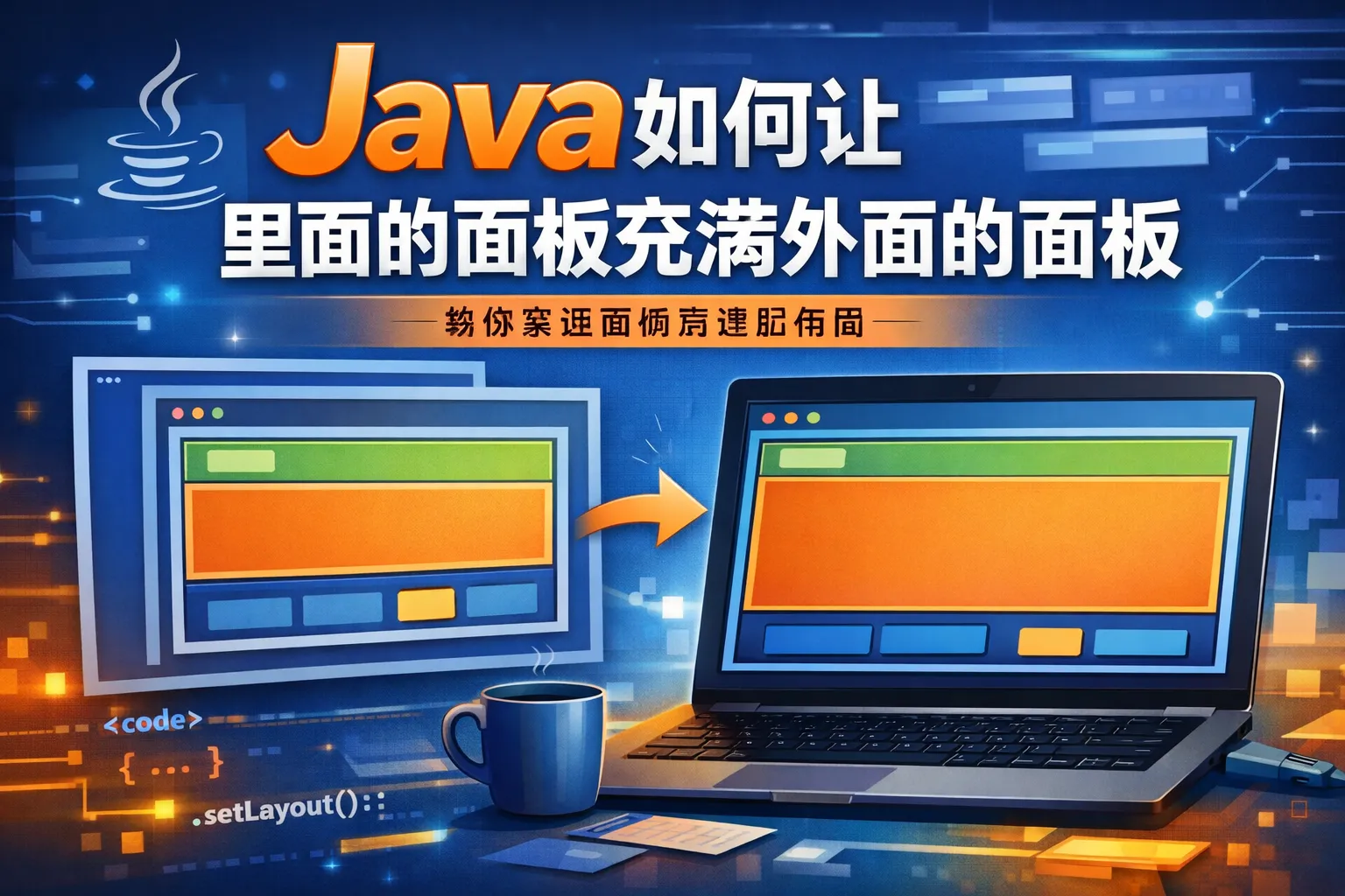java如何让里面的面板充满外面的面板