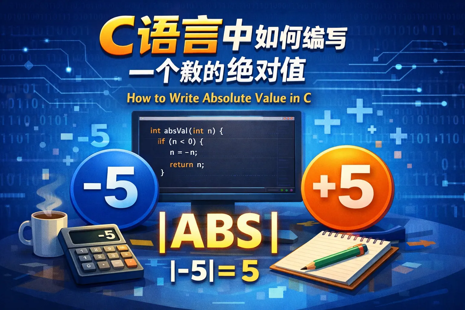 c语言中如何编写一个数的绝对值