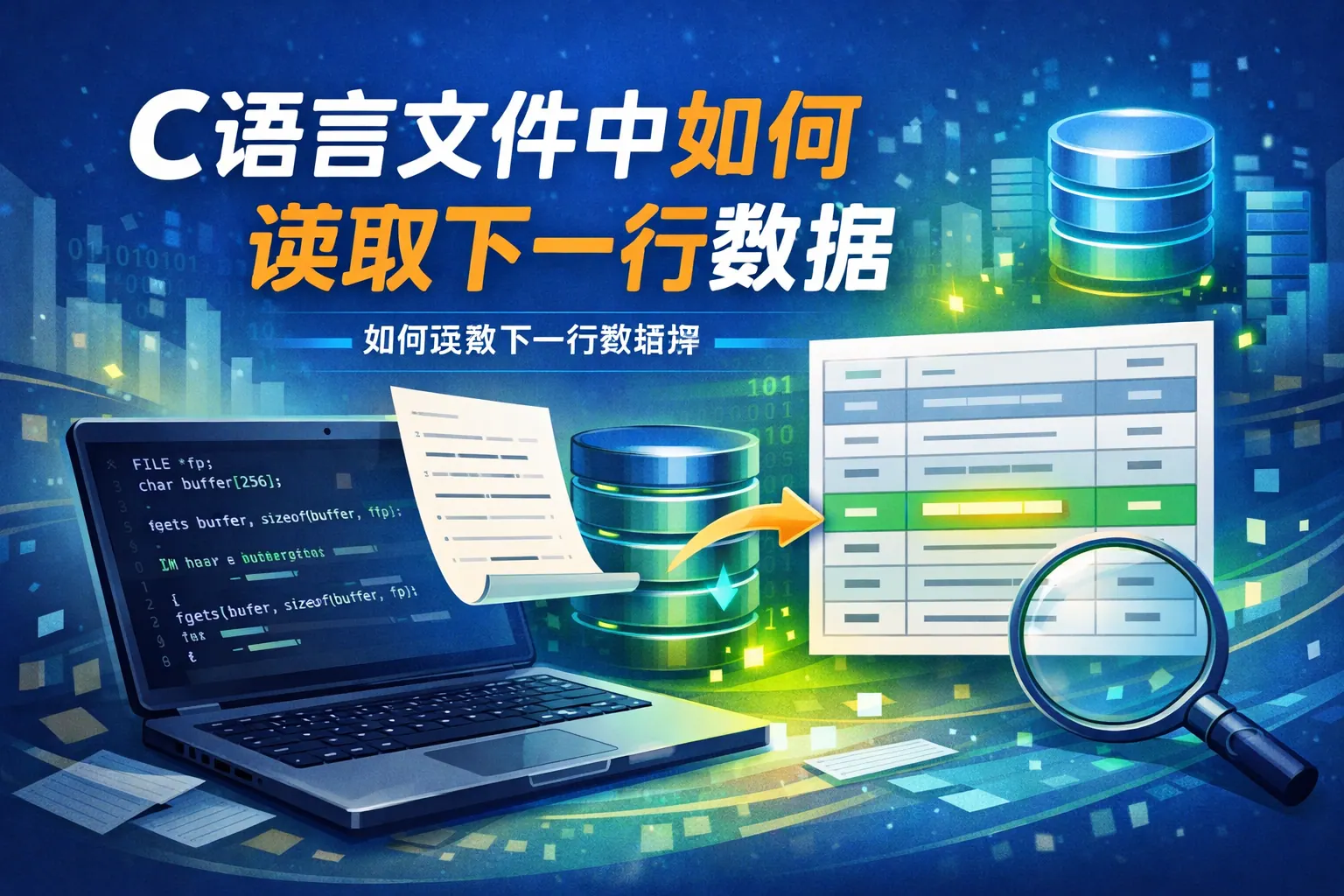 c语言文件中如何读取下一行数据库