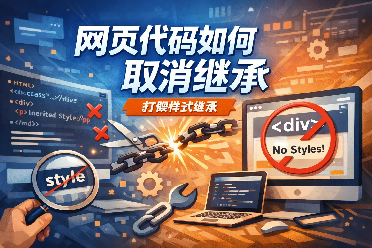 网页代码如何取消继承