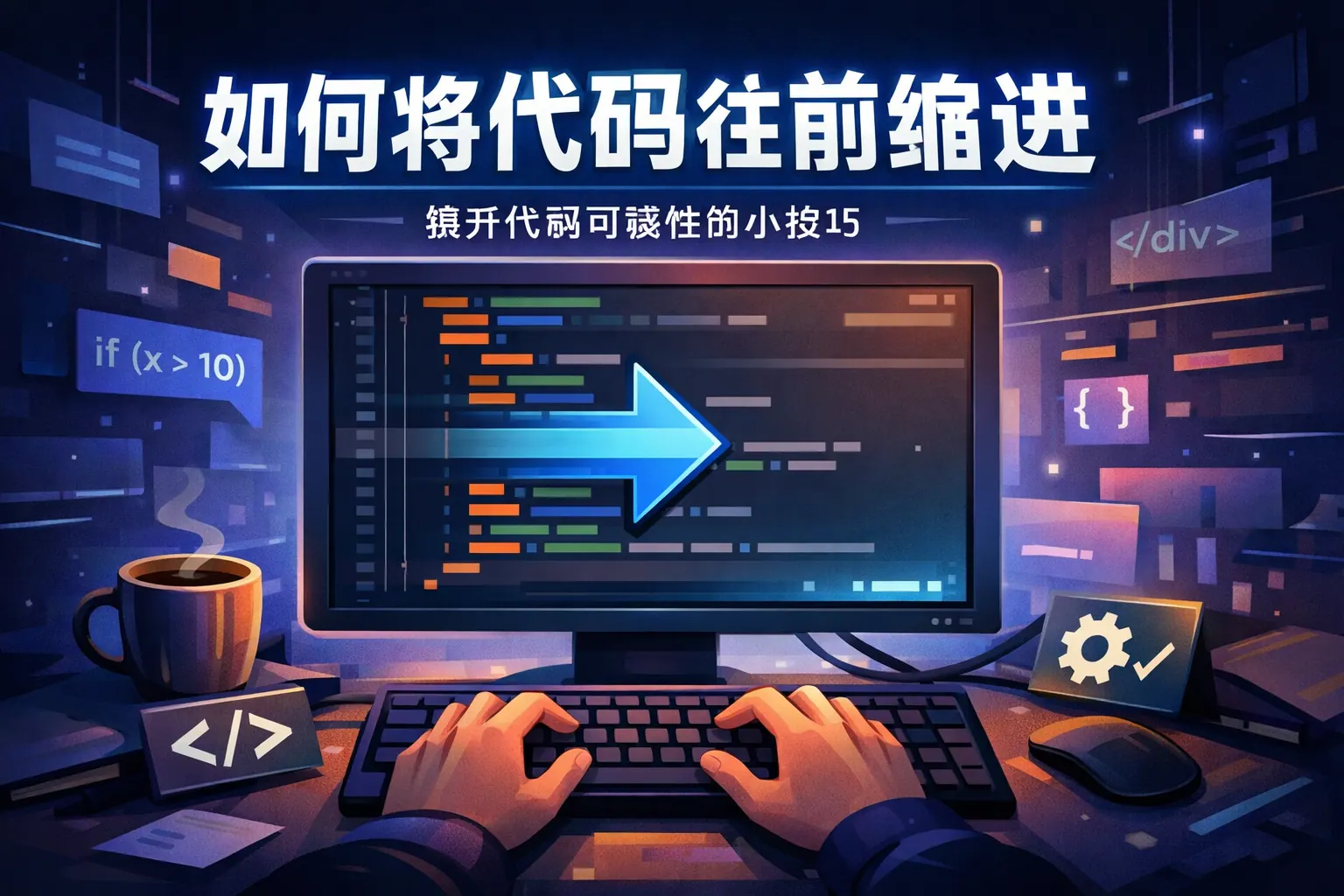 如何将代码往前缩进