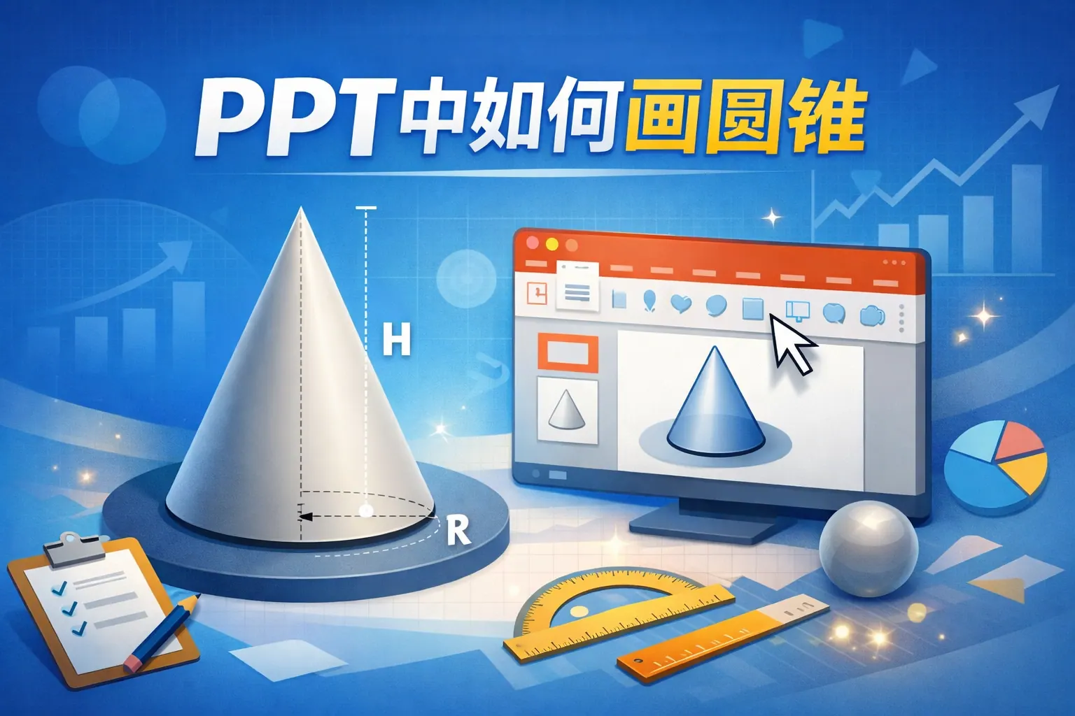 ppt中如何画圆锥