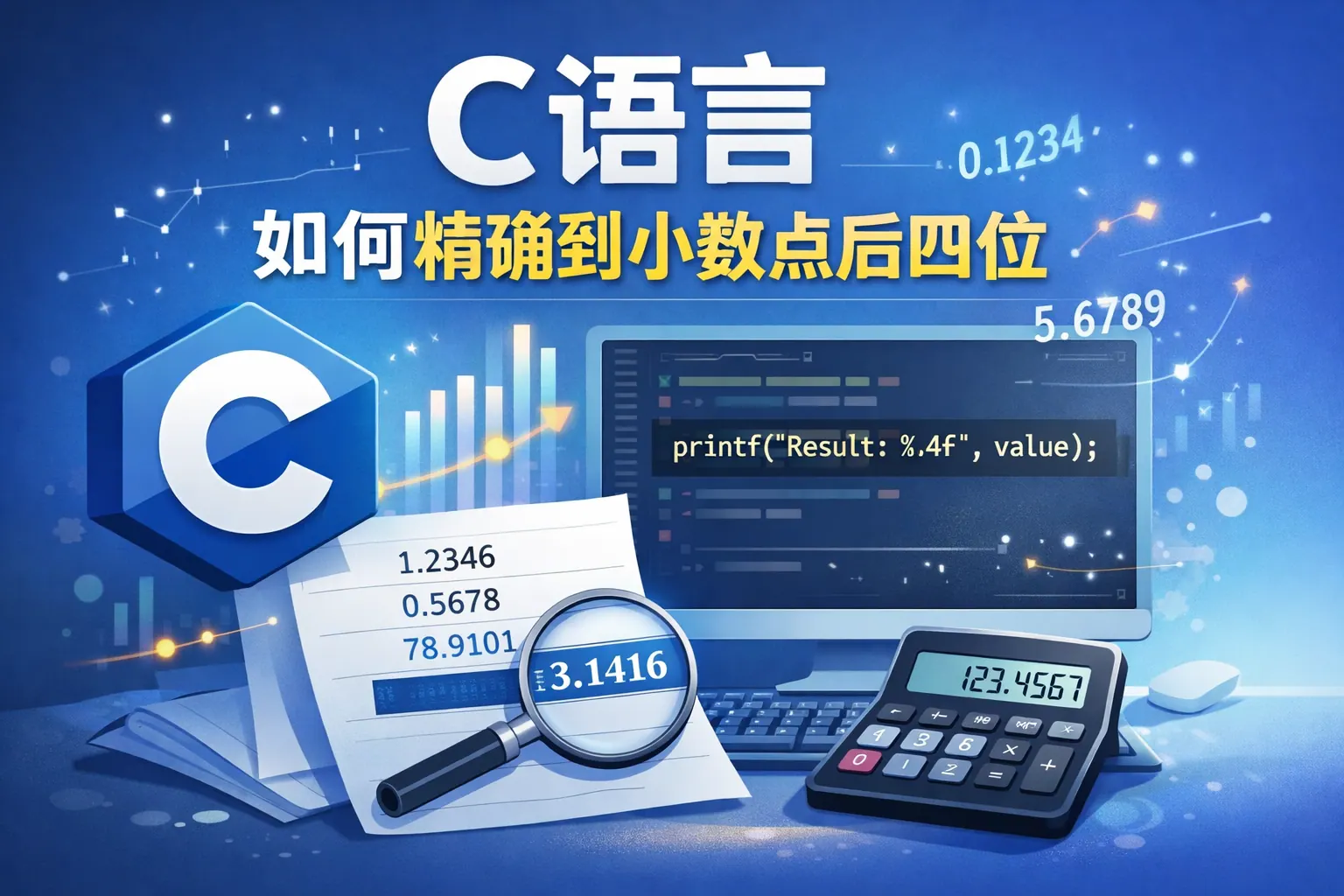 c语言如何精确到小数点后四位