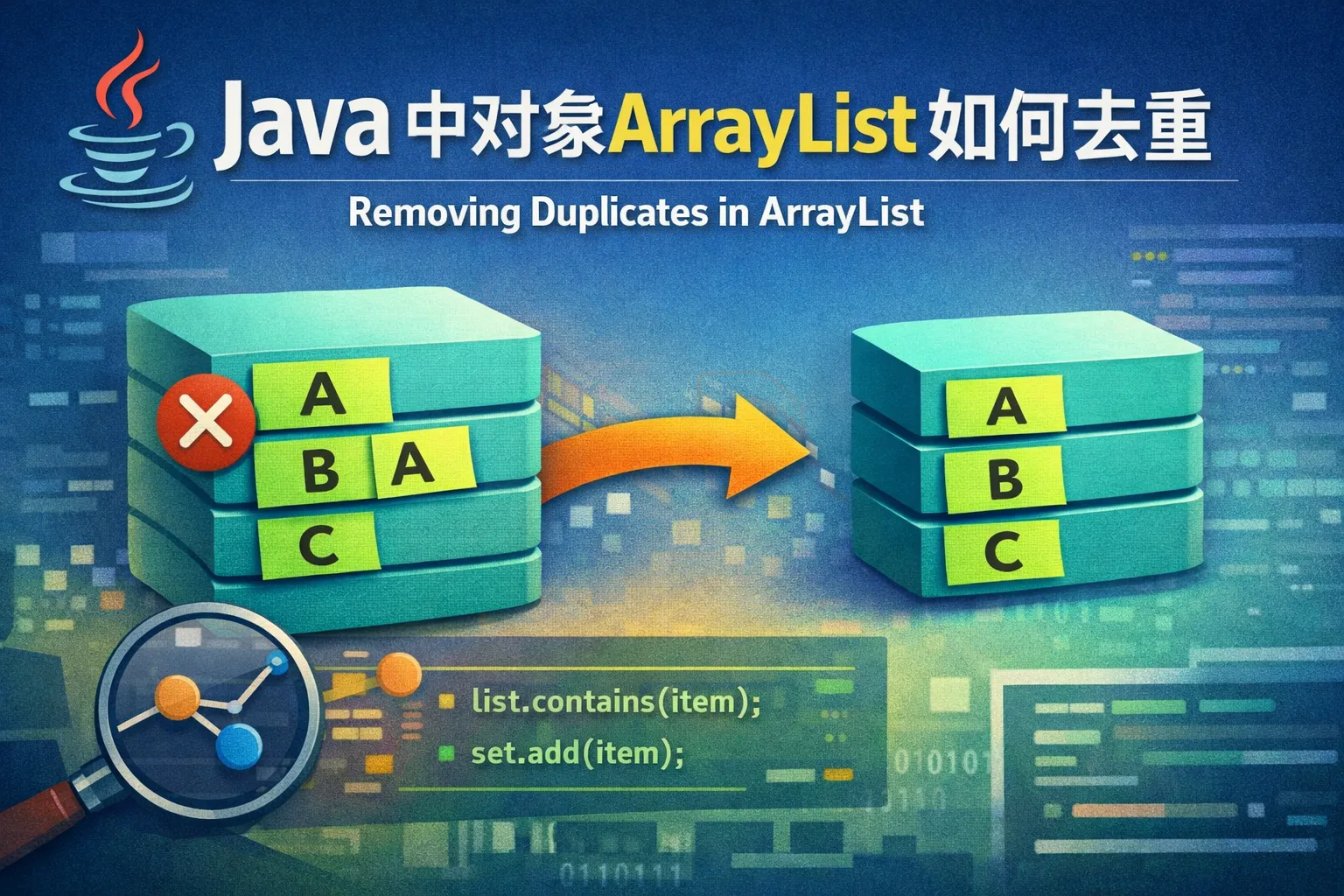 java中对象arraylist如何去重