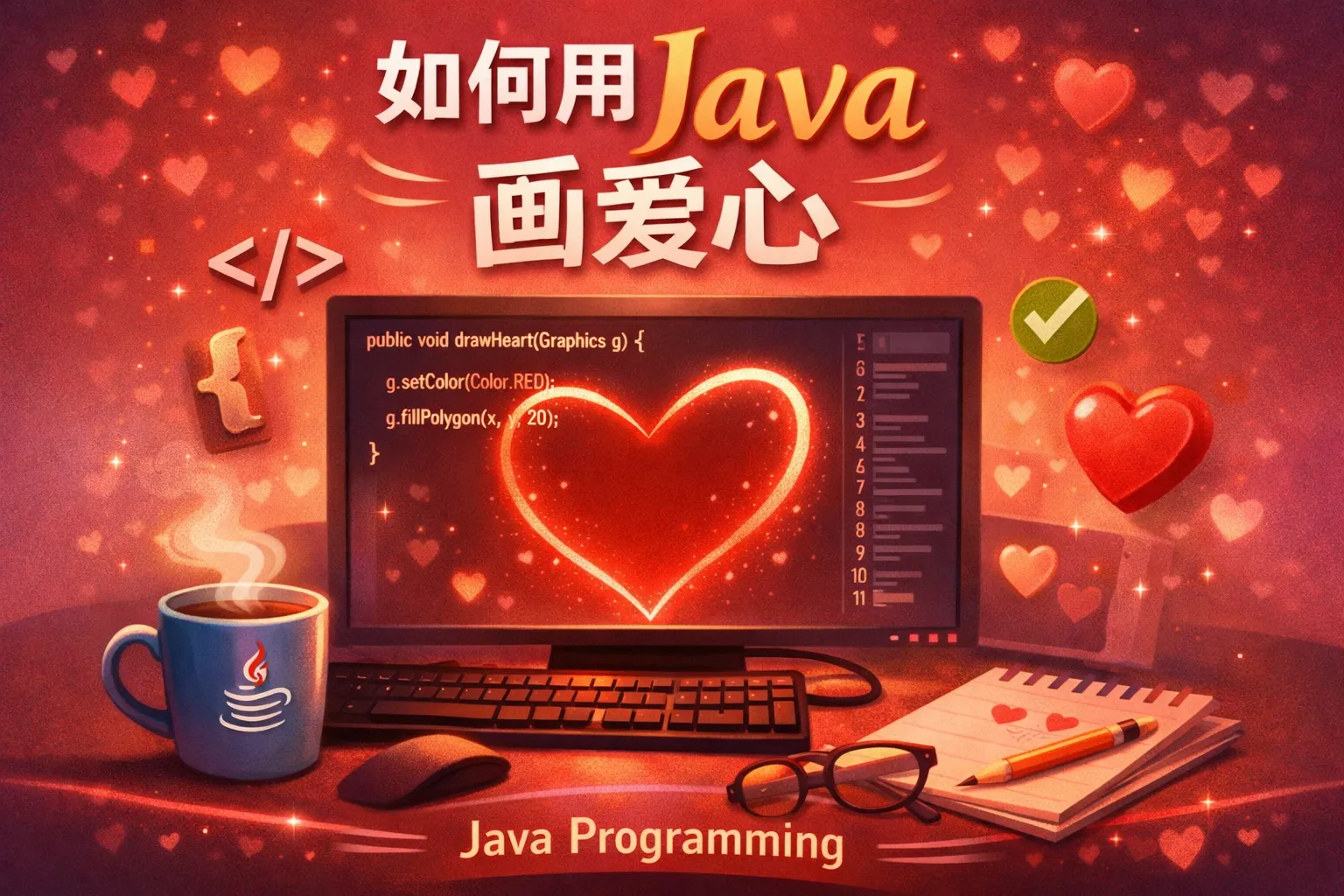 如何用java画爱心