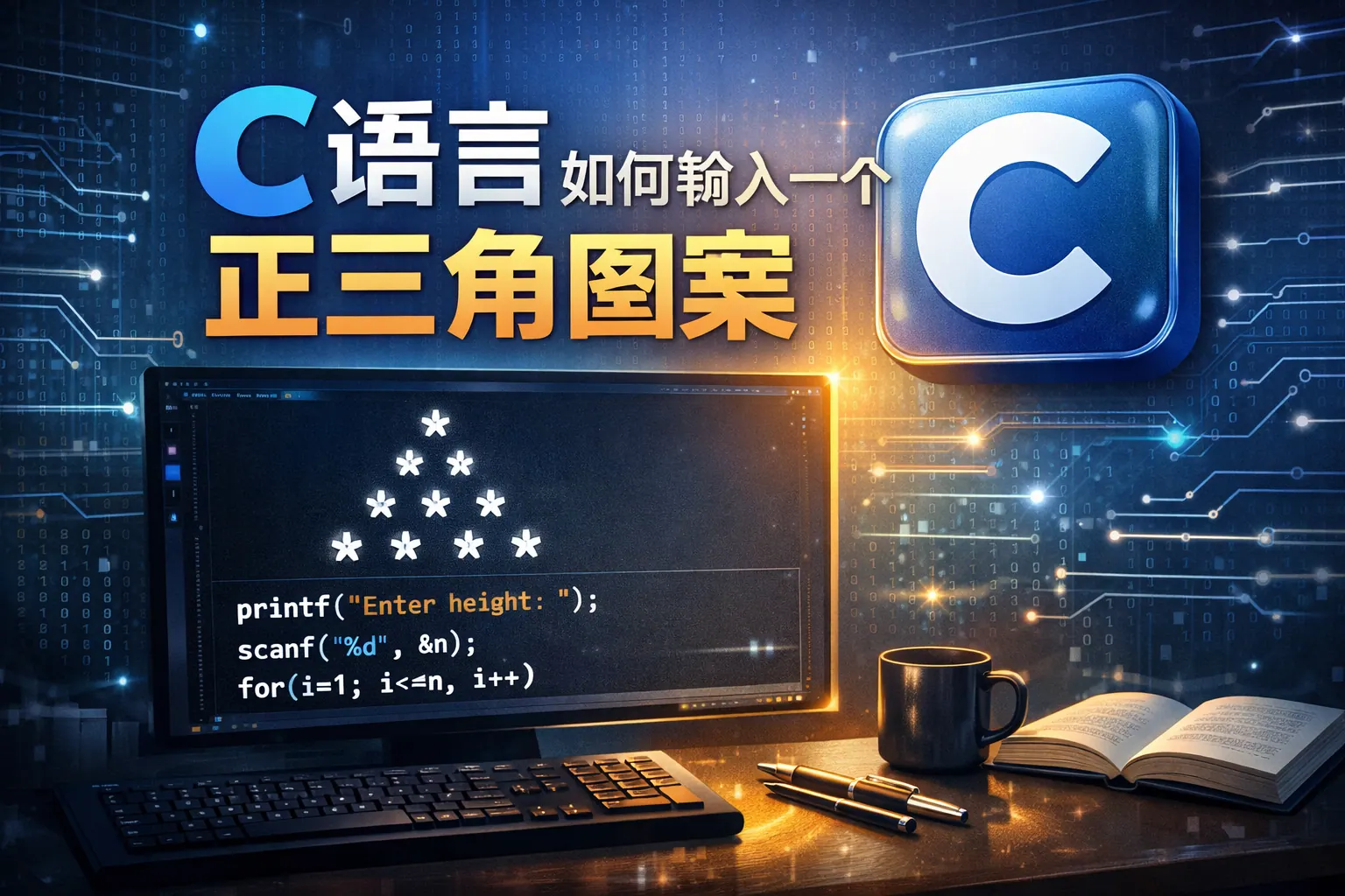 c语言如何输入一个正三角图案