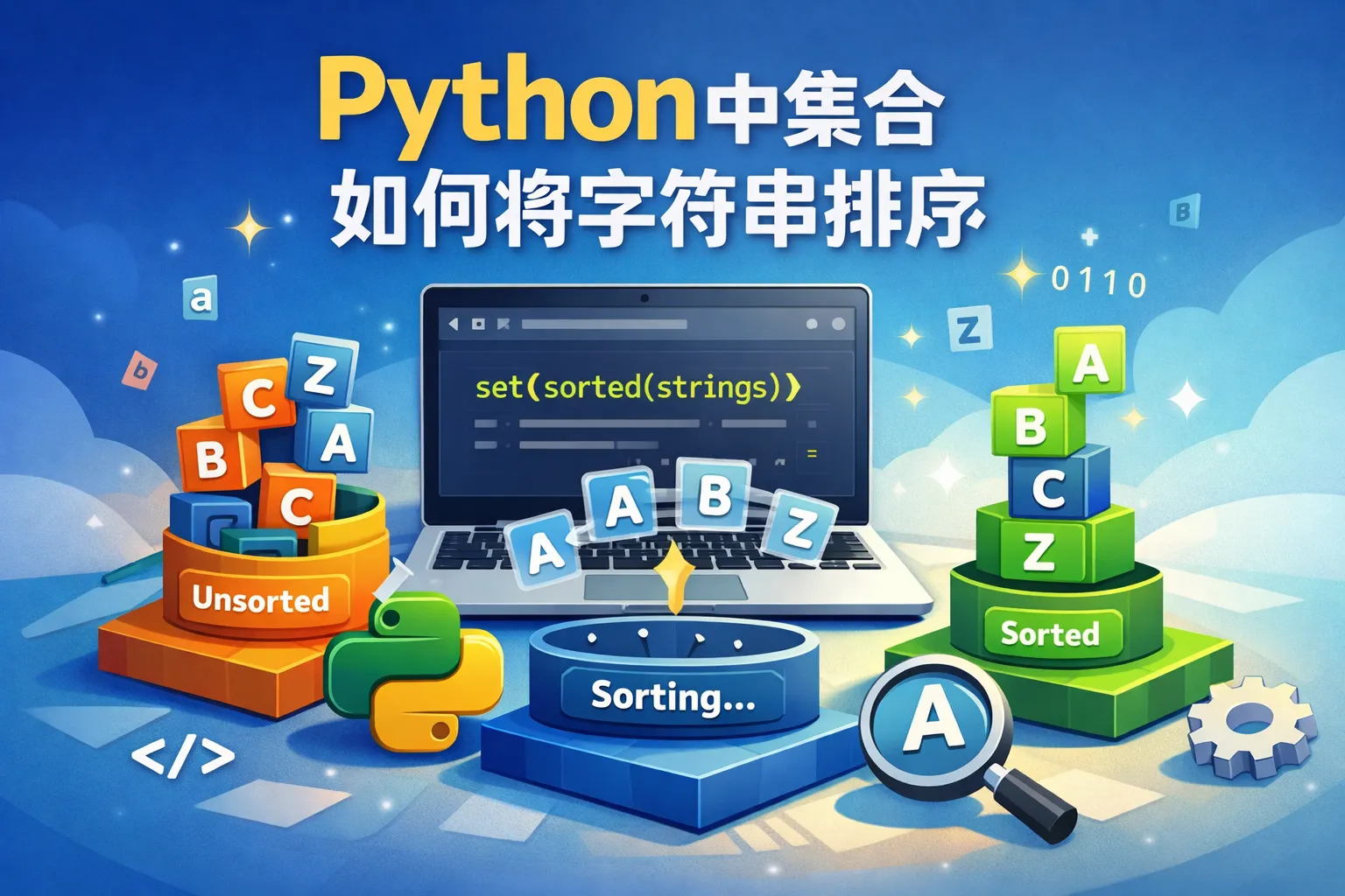 python中集合如何将字符串排序的
