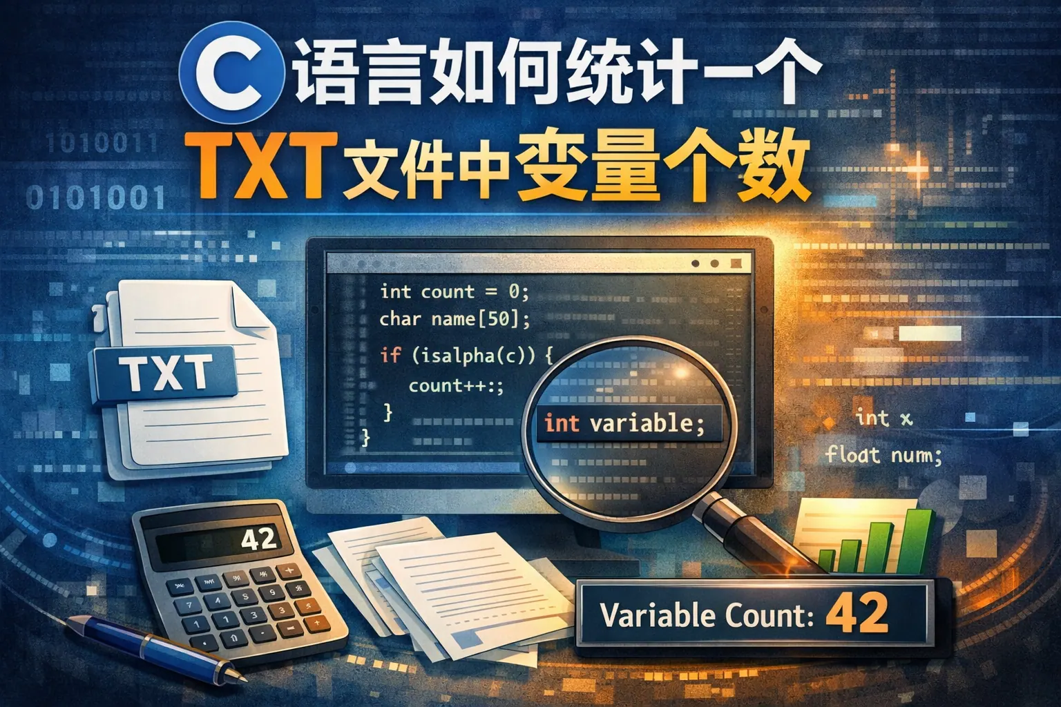 C语言如何统计一个txt文件中的变量个数