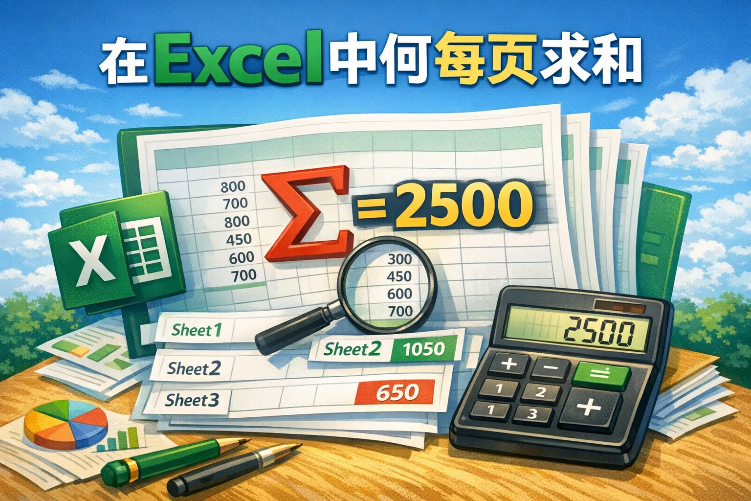 在excel中如何每页求和