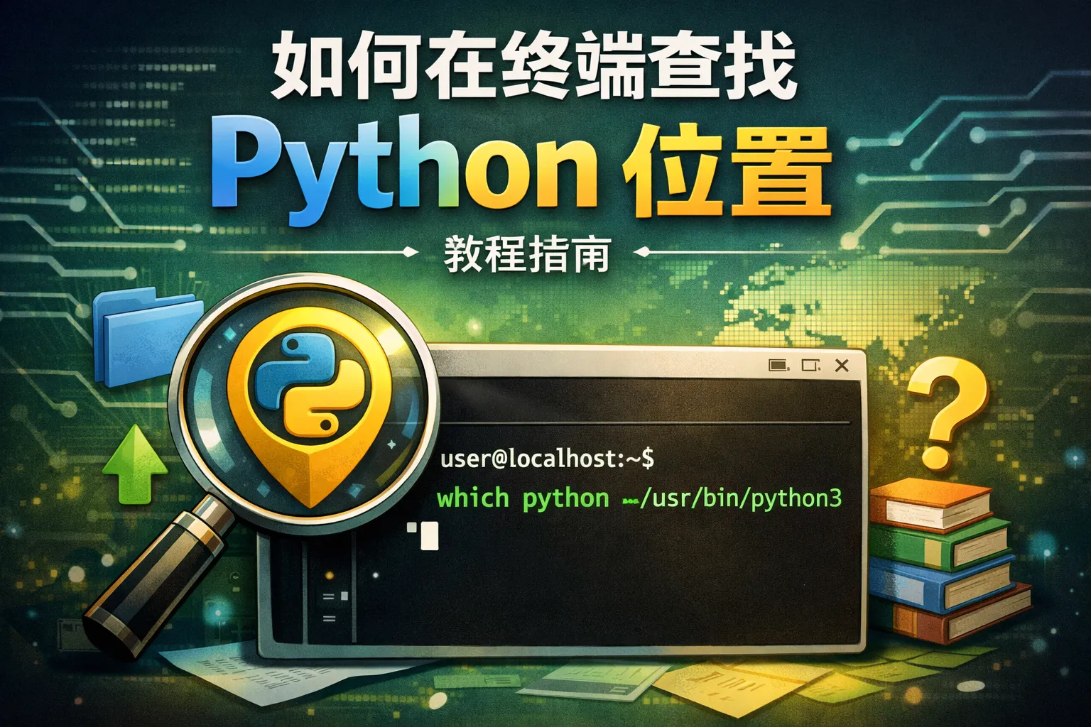 如何在终端查找python位置