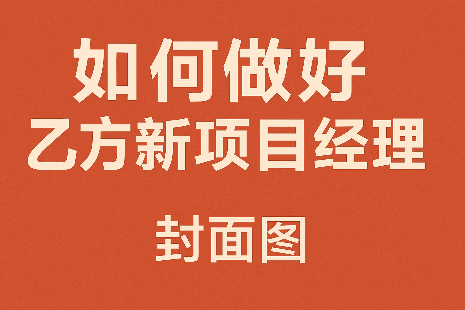 如何做好乙方新项目经理