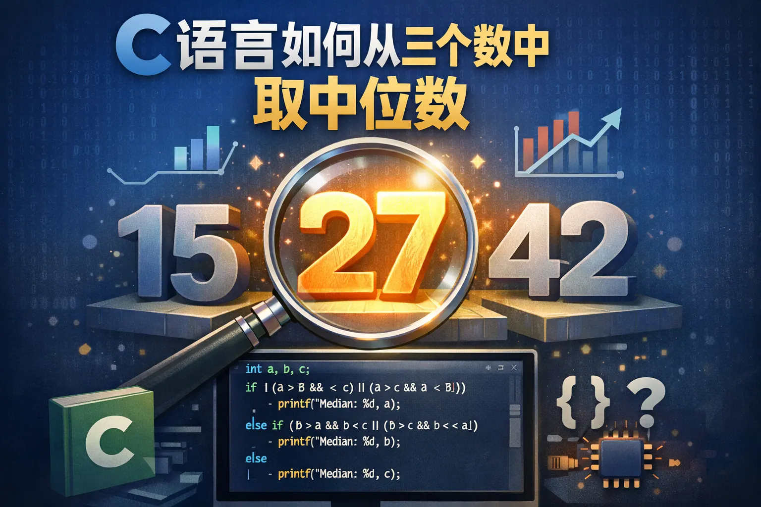 c语言如何从三个数中取中位数