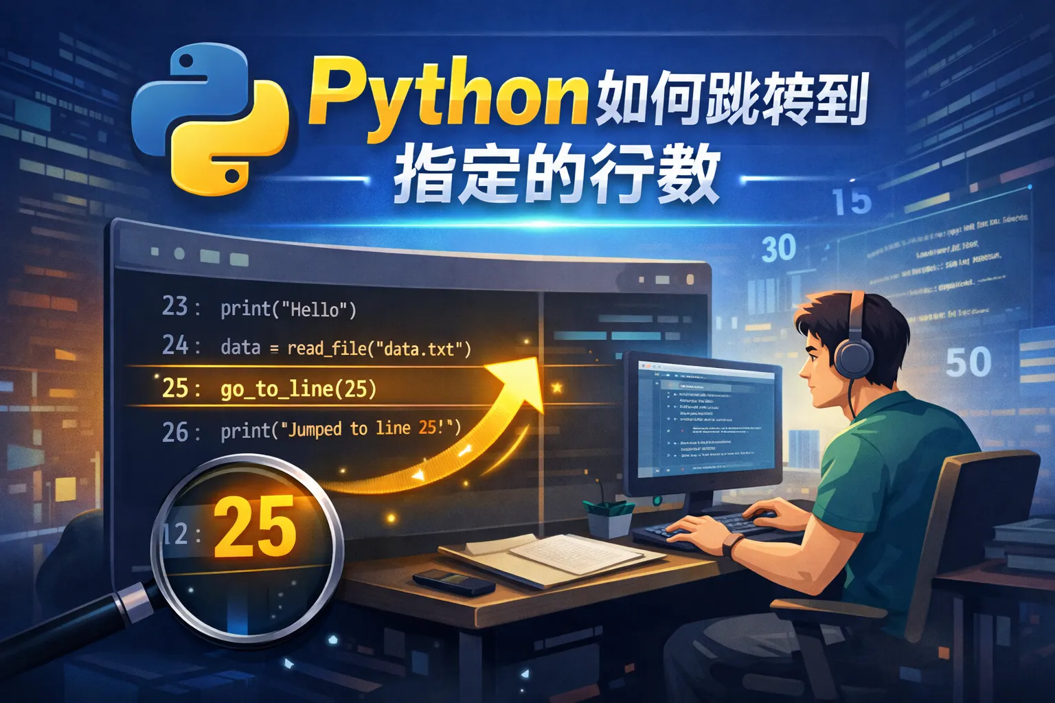 python如何跳转到指定的行数