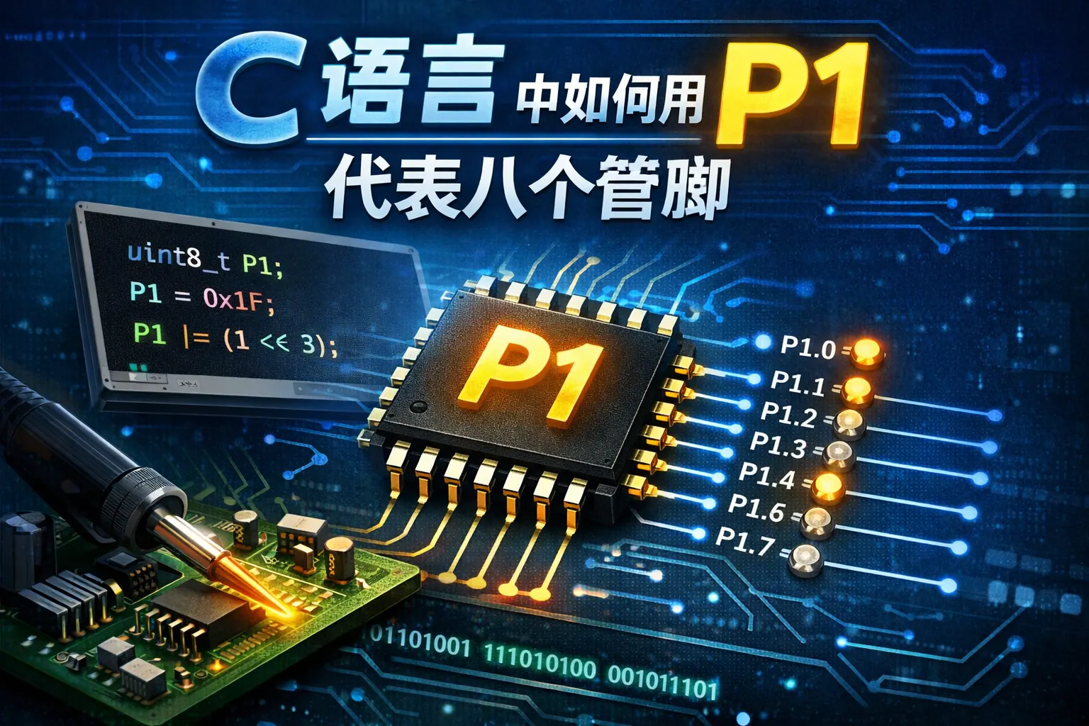 c语言中如何用p1代表八个管脚