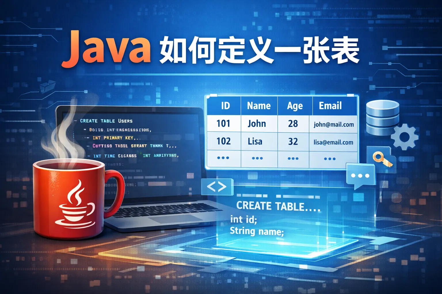 java如何定义一张表