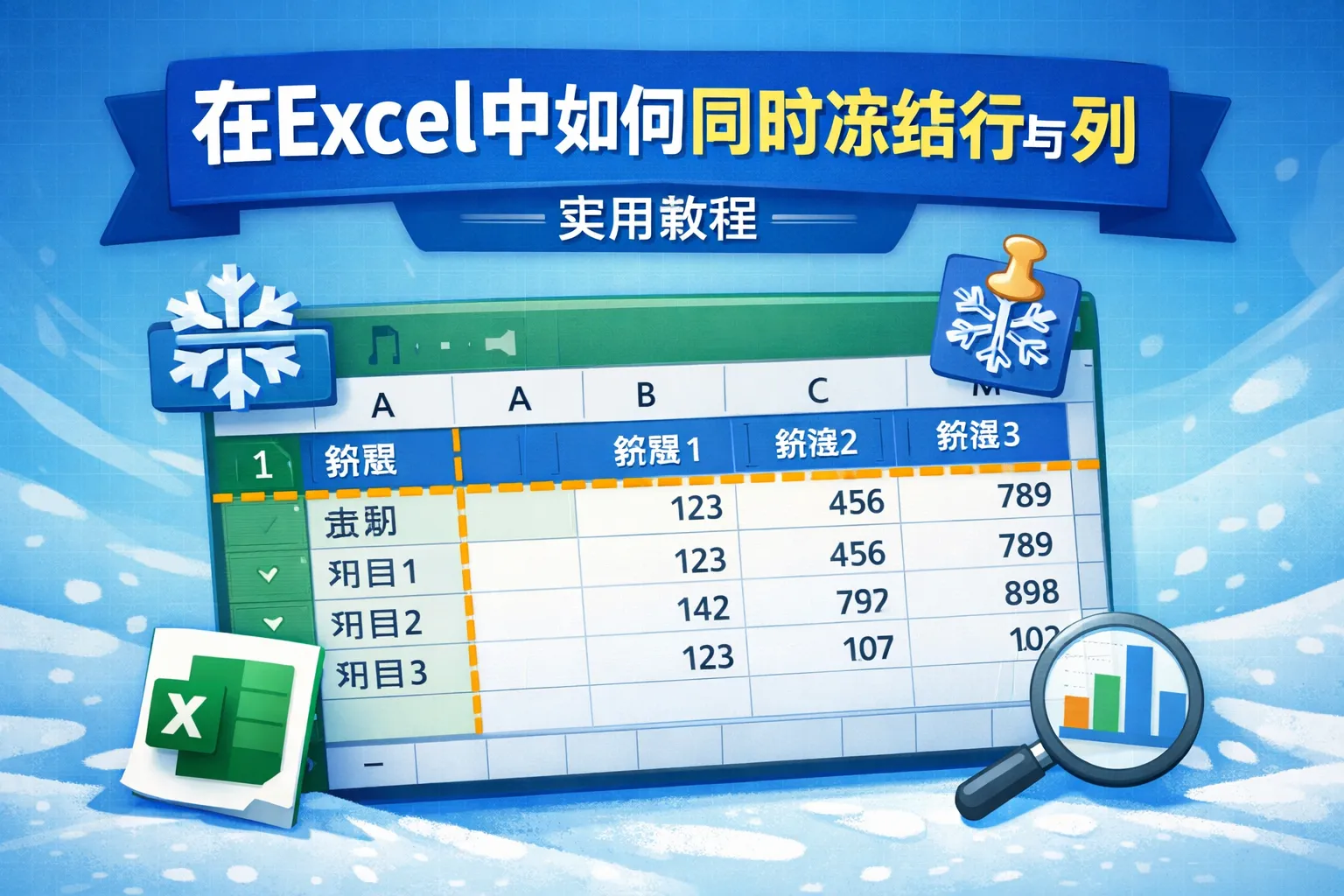 在excel中如何同时冻结行与列