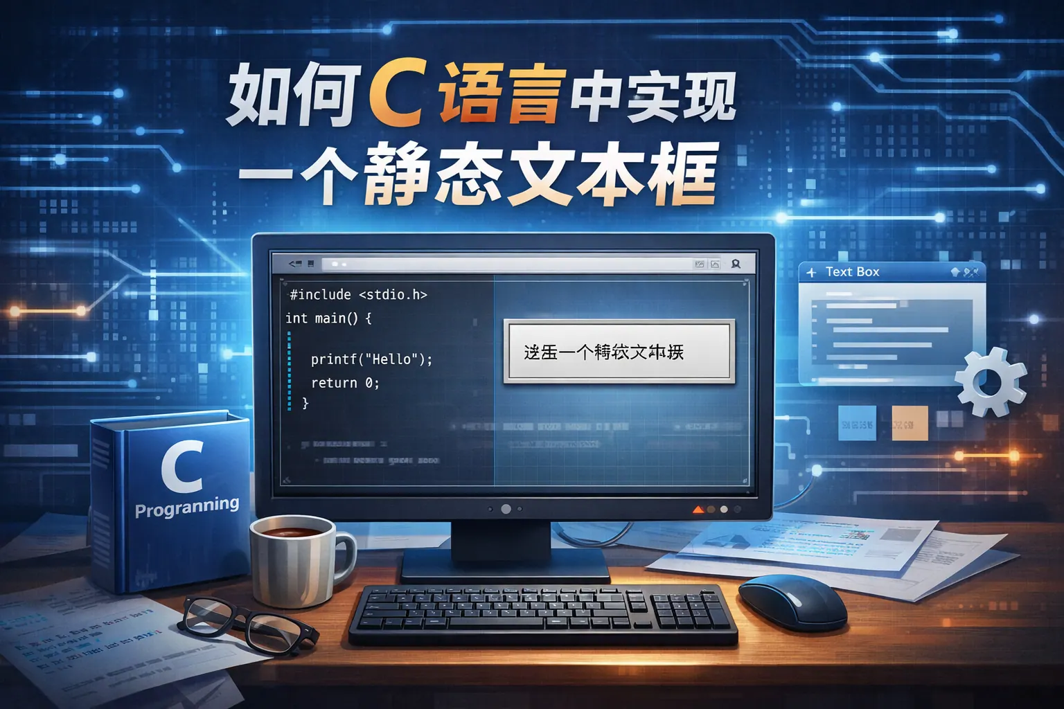 如何c语言中实现一个静态文本框