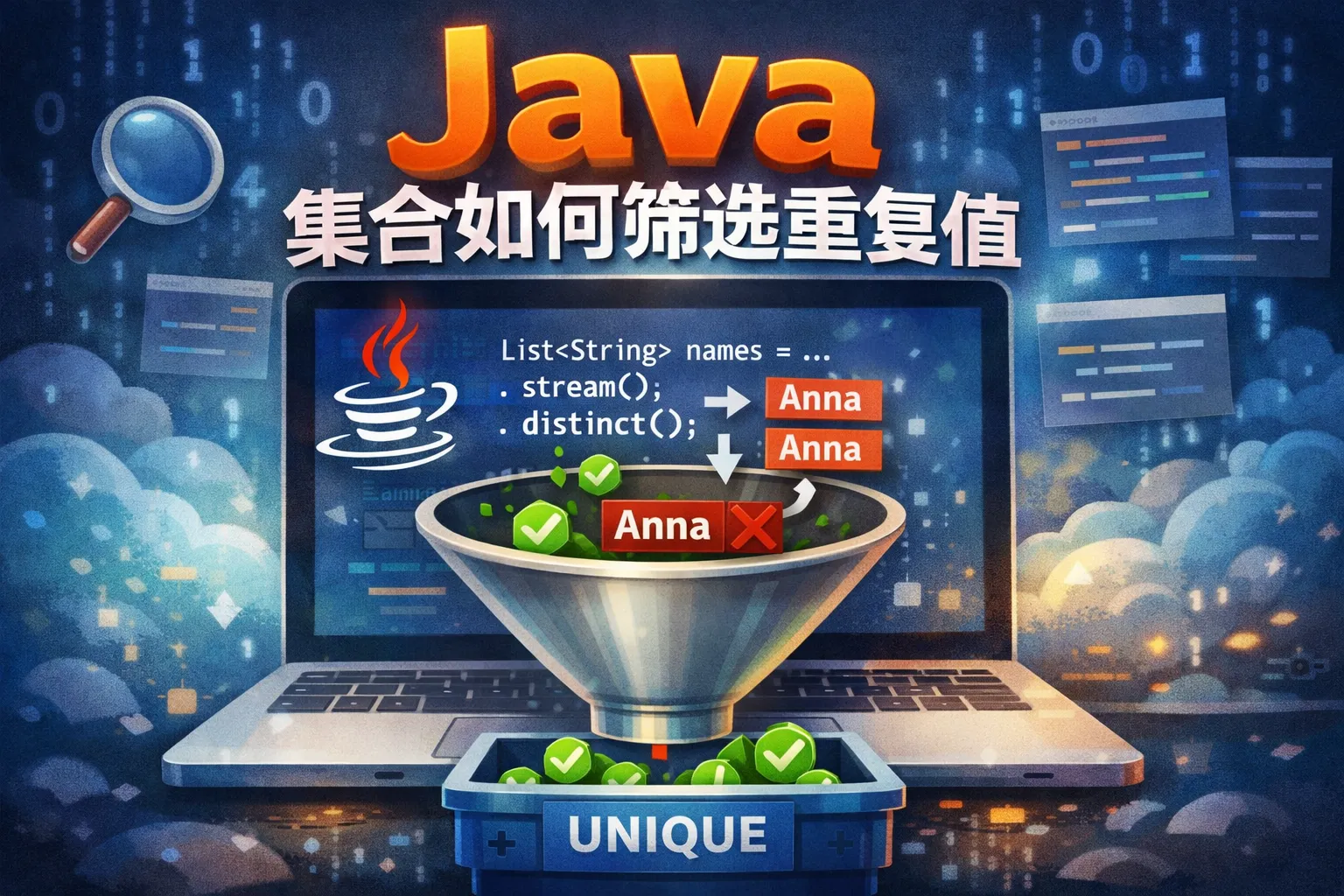 java集合如何筛选重复值