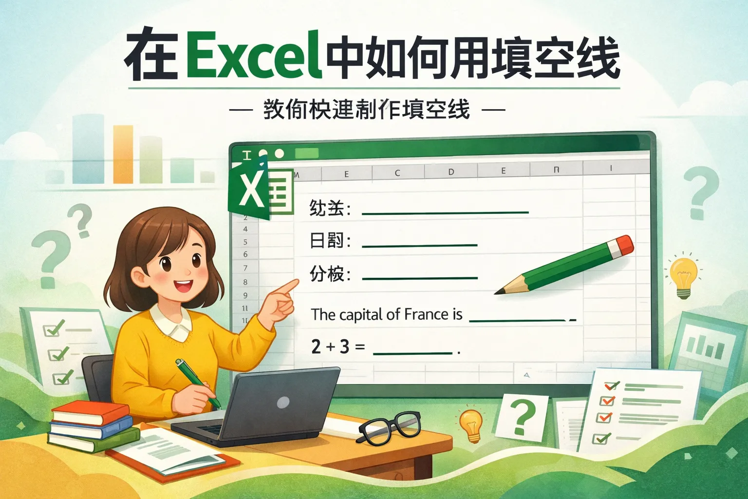 在excel中如何用填空线