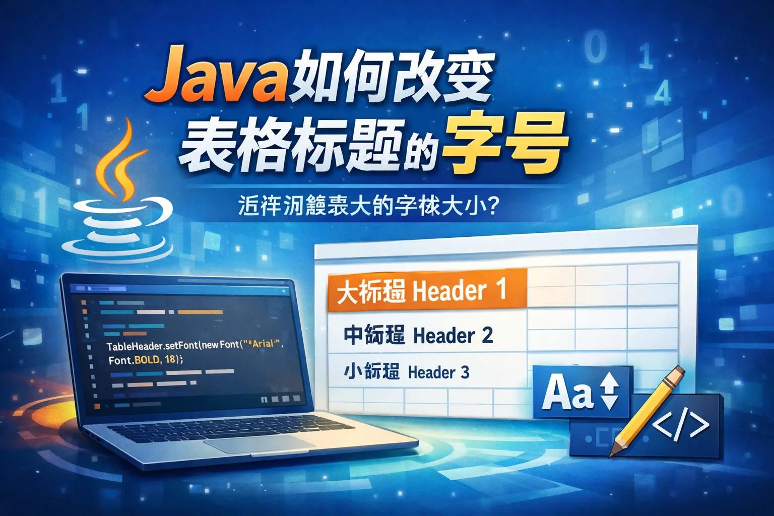 java如何改变表格标题的字号