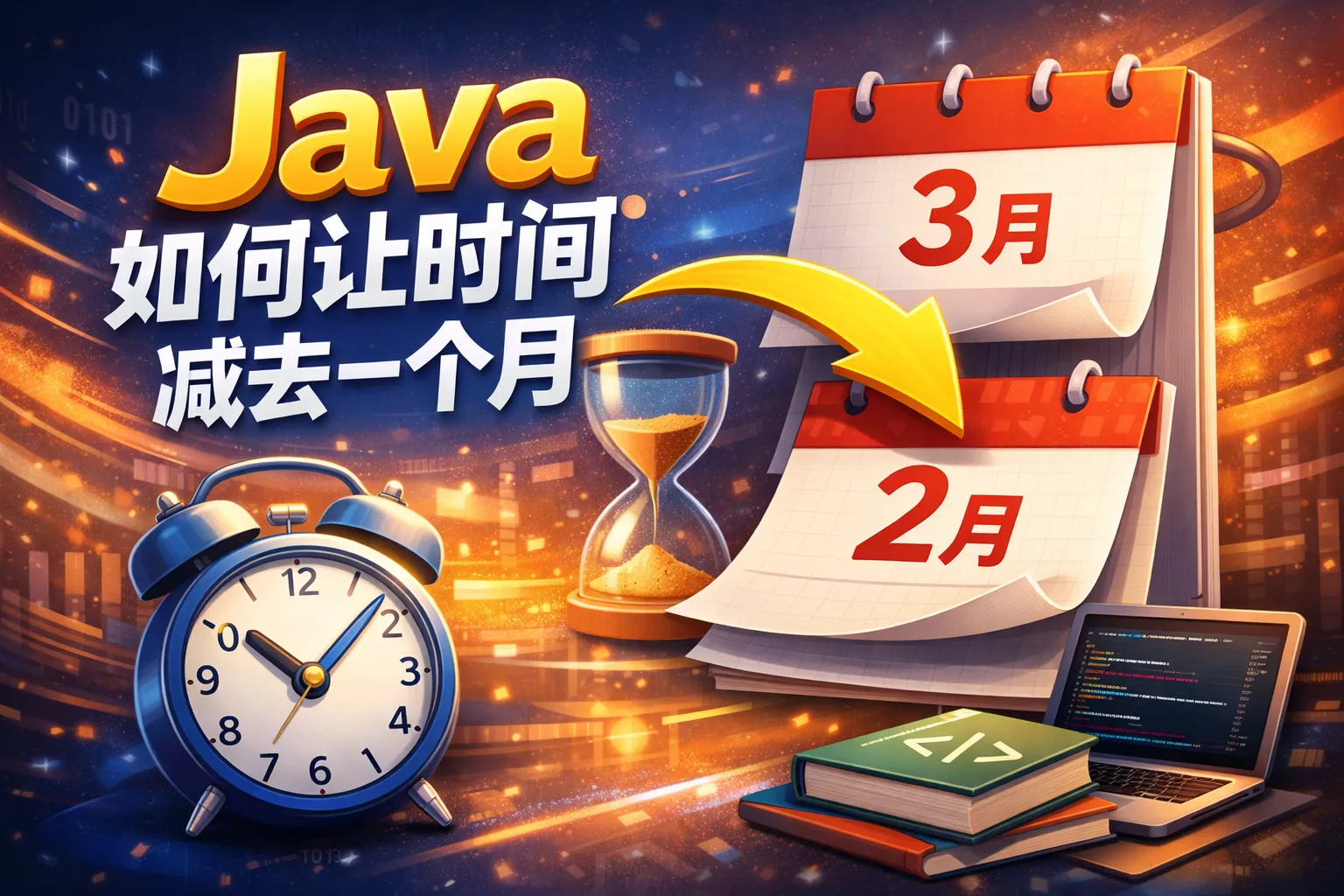 java如何让时间减去一个月