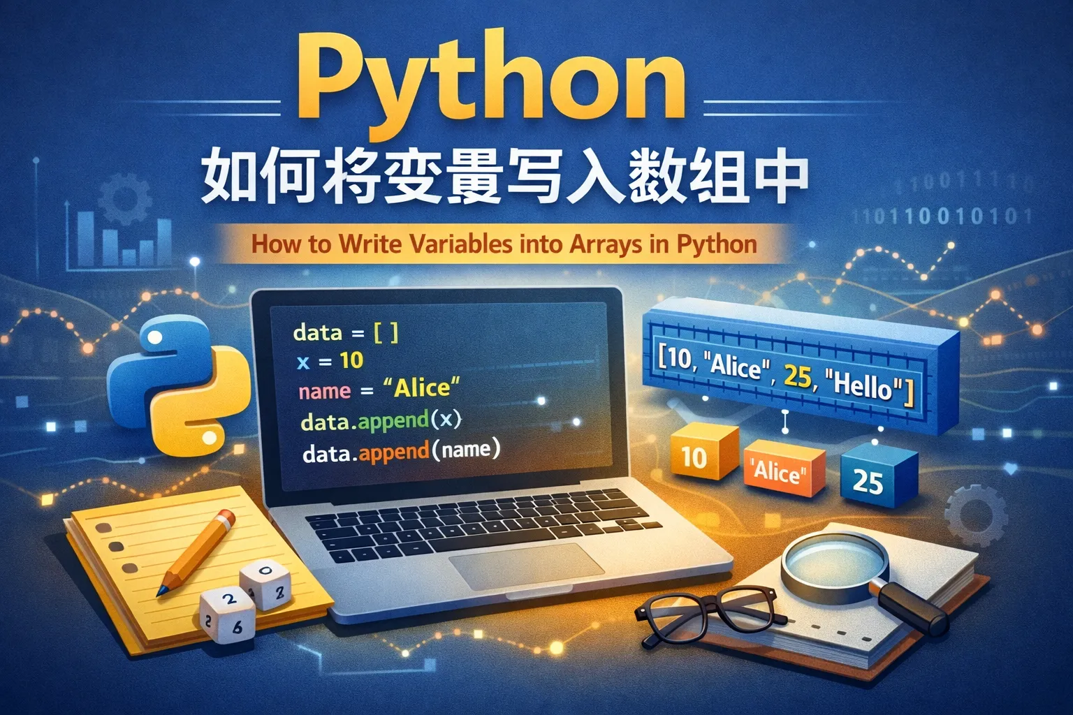 python如何将变量写入数组中