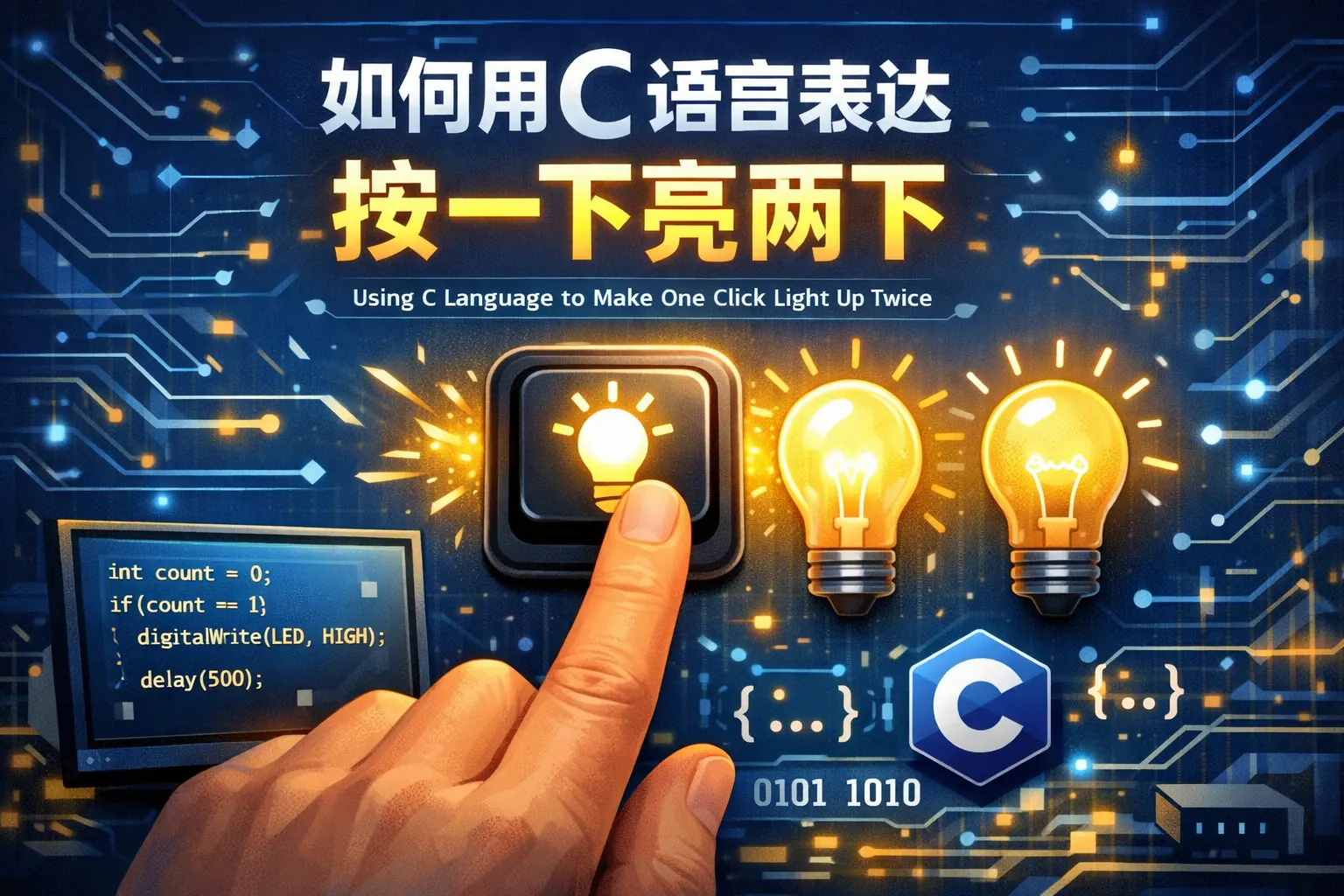 如何用c语言表达按一下亮两下