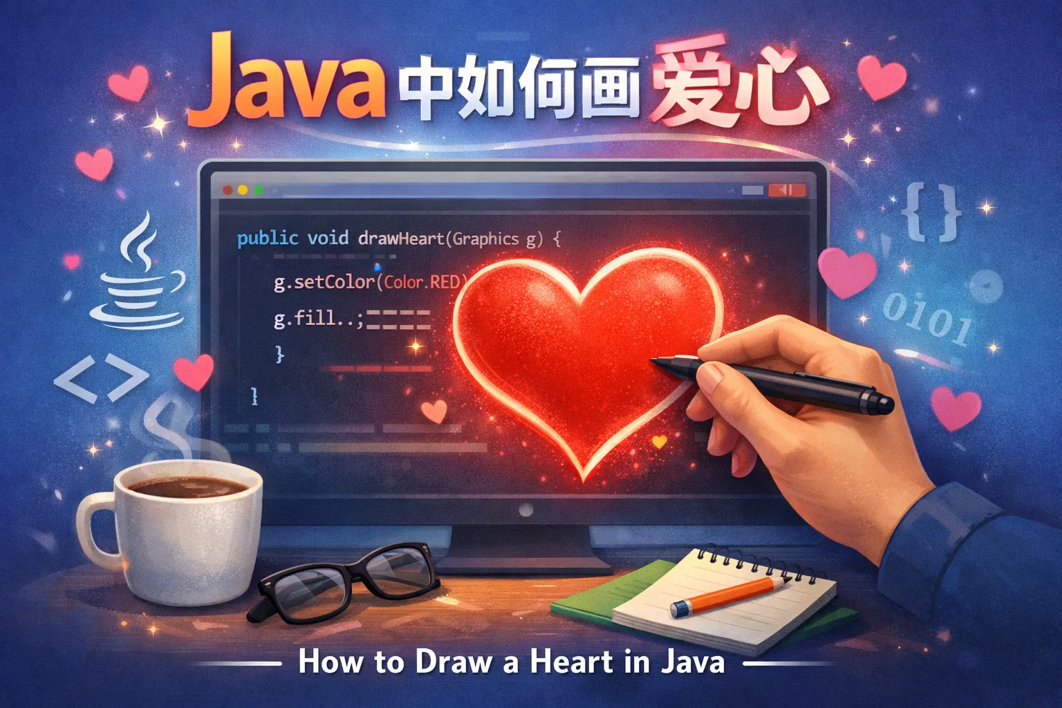 java中如何让画爱心