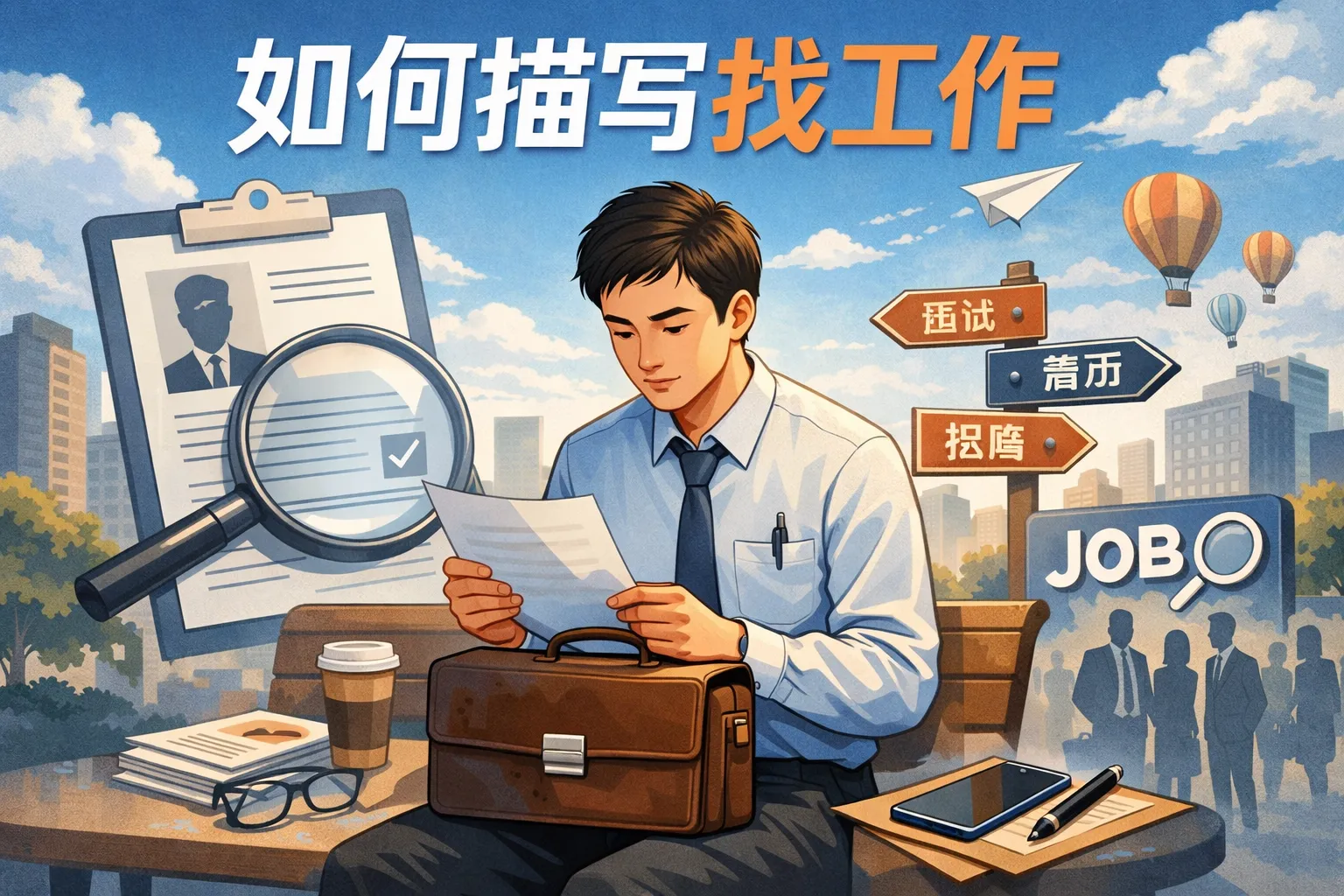 如何描写找工作