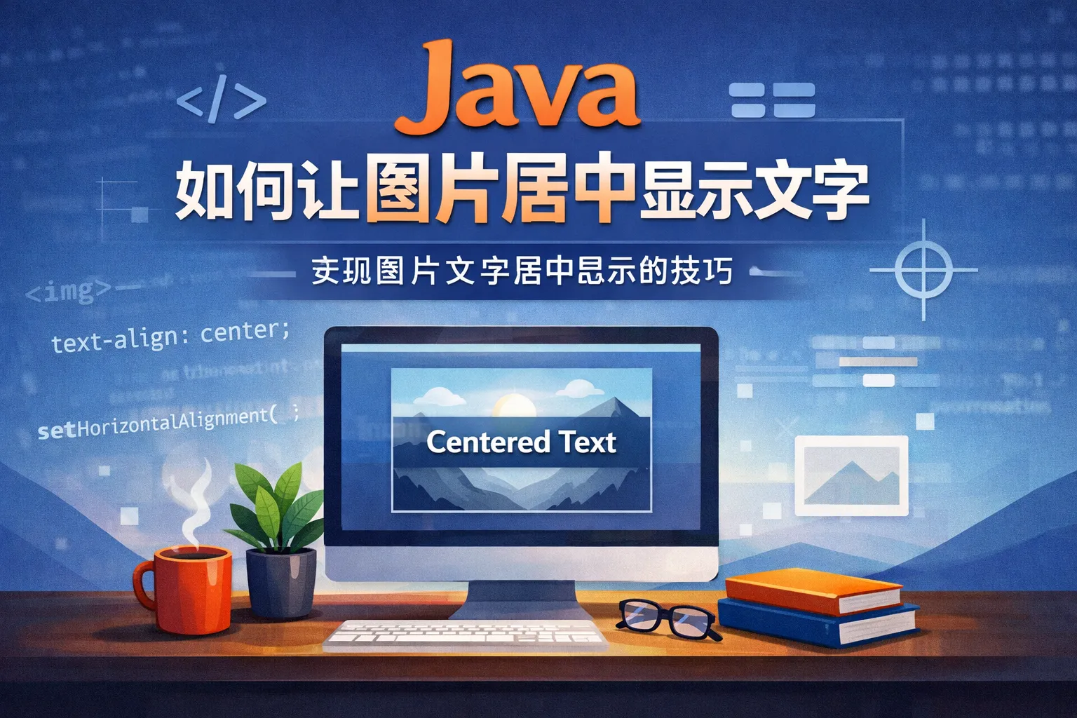 java如何让图片居中显示文字
