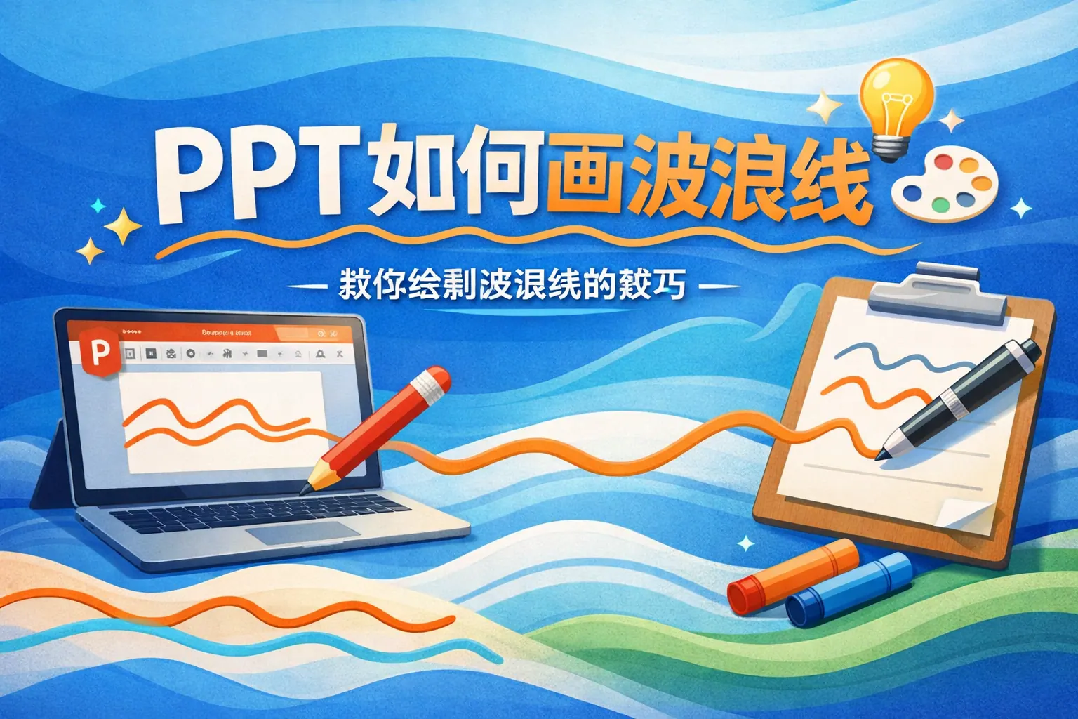 ppt如何画波浪线