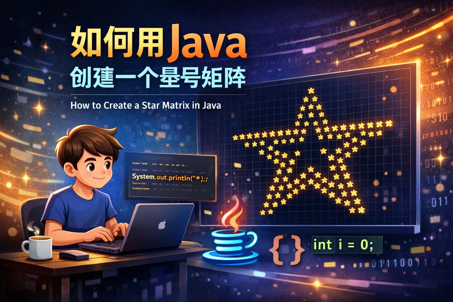 如何用java创建一个星号矩阵