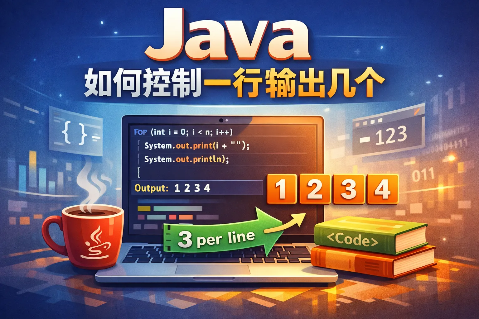 java如何控制一行输出几个