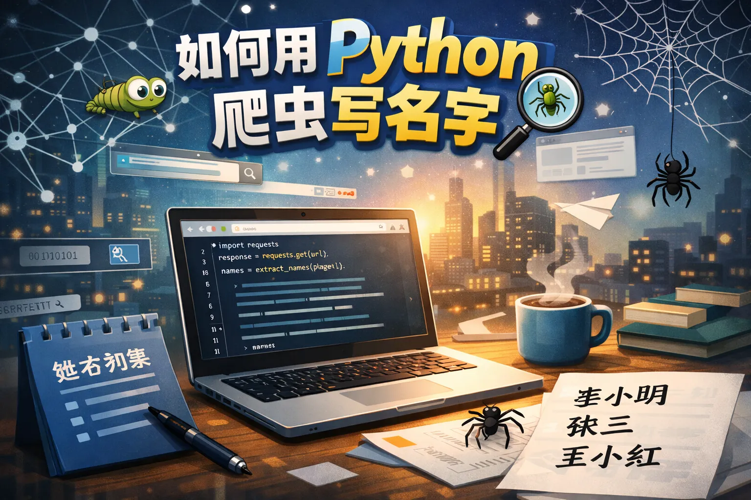 如何用python爬虫写名字
