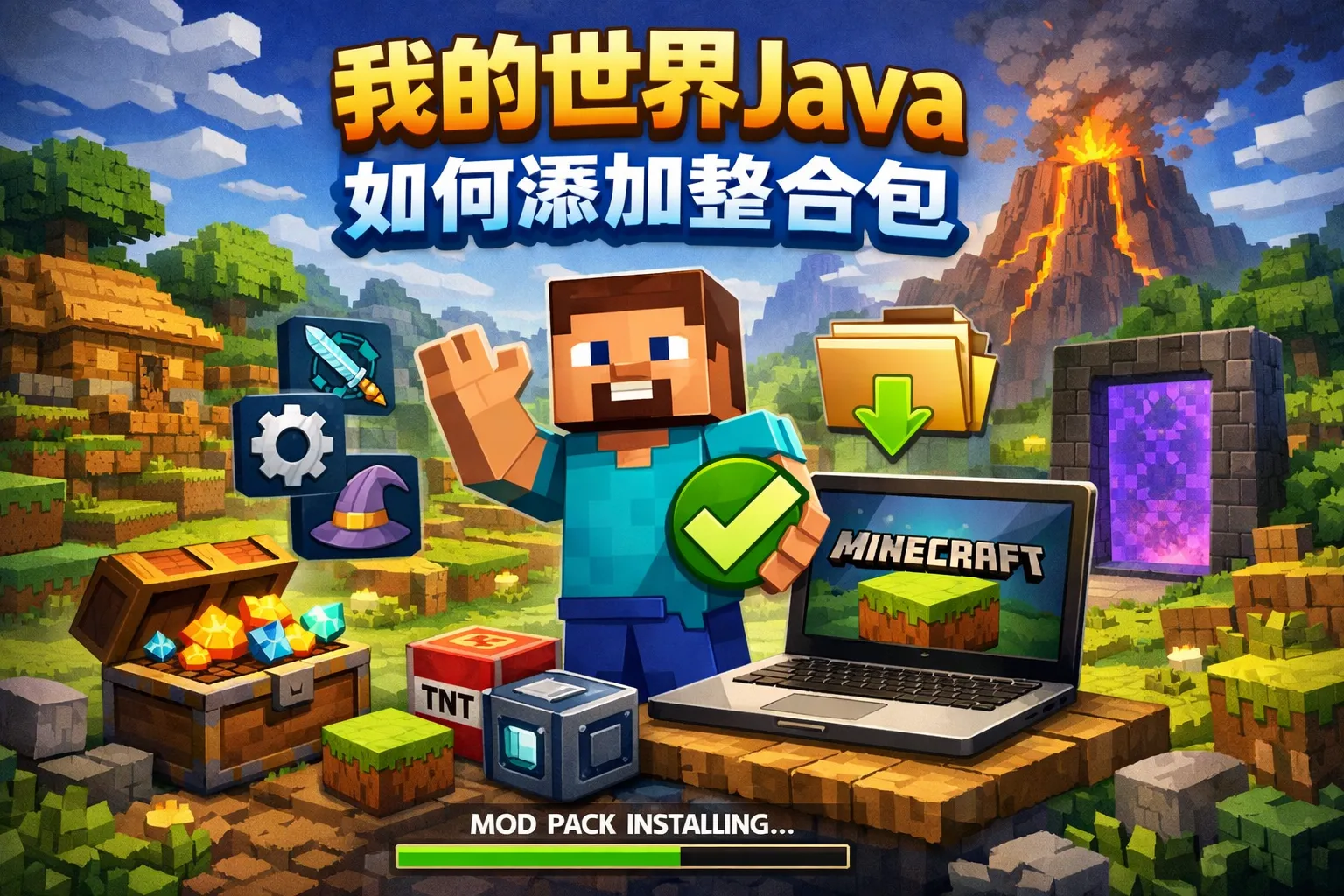 我的世界java如何添加整合包