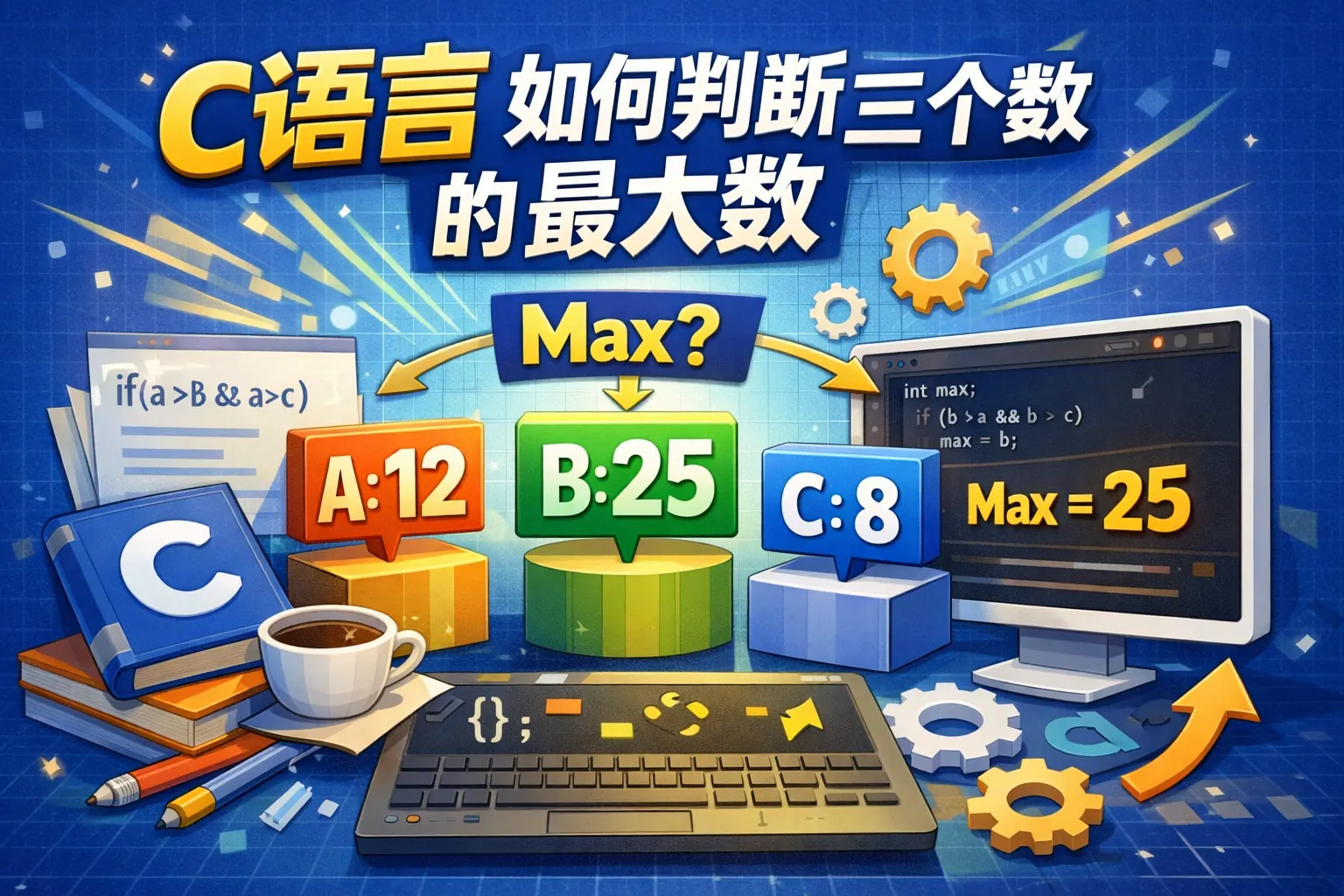 c语言如何判断三个数的最大数