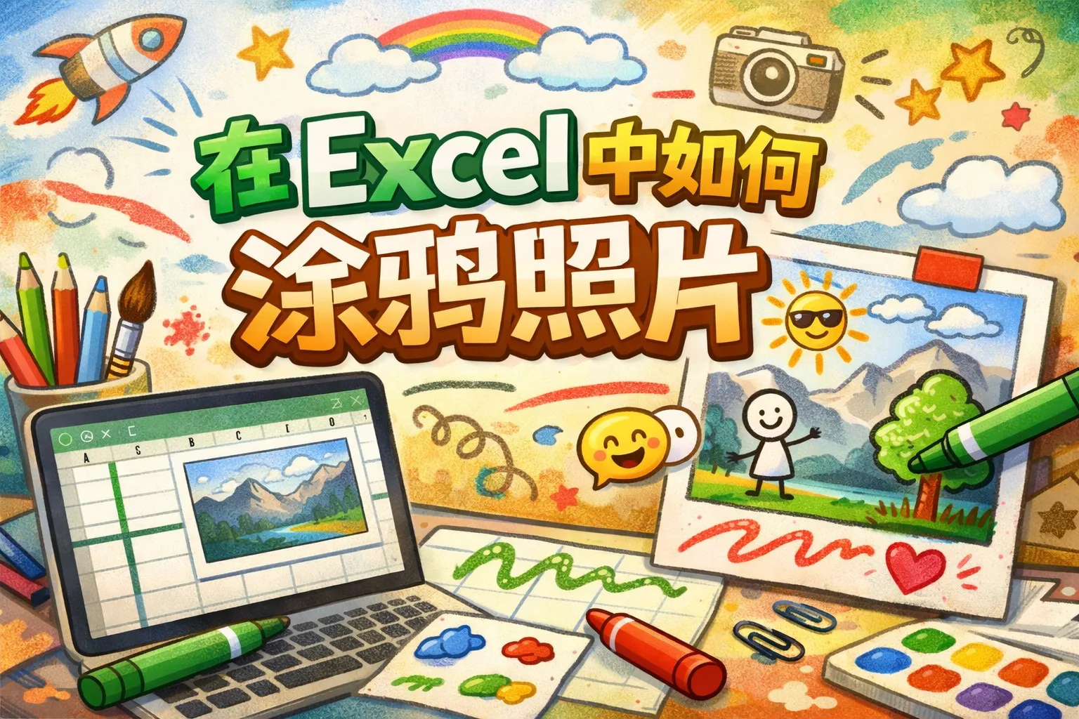 在excel中如何涂鸦照片