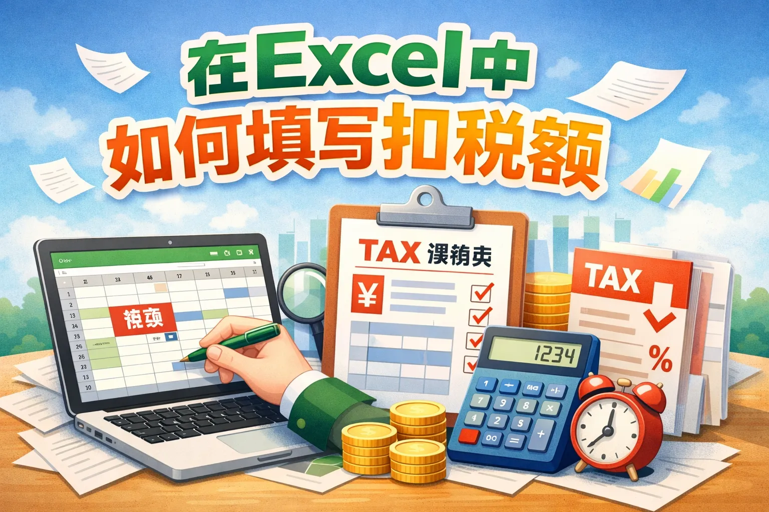 在excel中如何填写扣税额